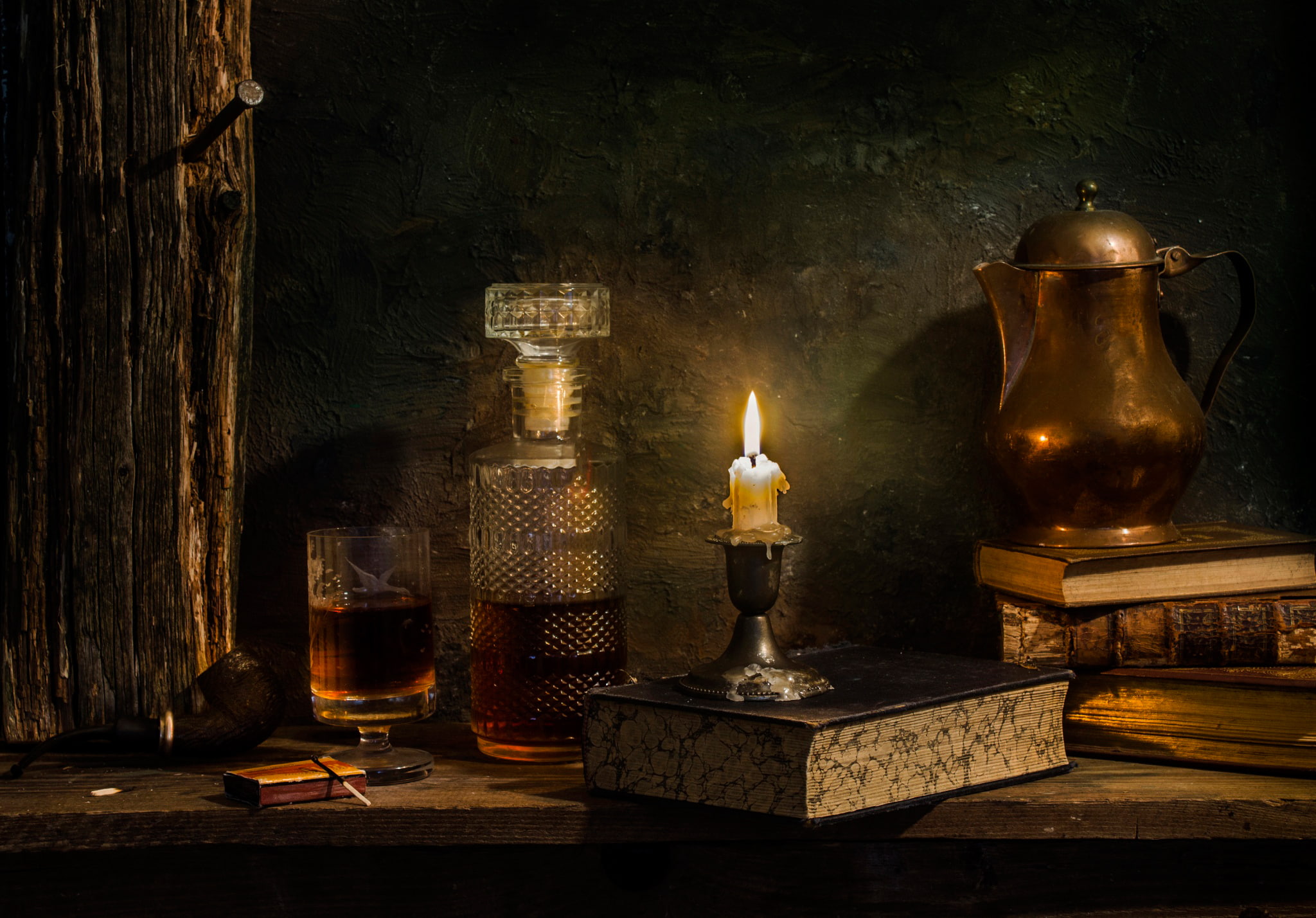 antique, flame, painting, electric lamp, nature, indoors, table, decanter, wood - material, religion, glass, burning, illuminated, dark, oil lamp, candlestick holder, HD Wallpaper
