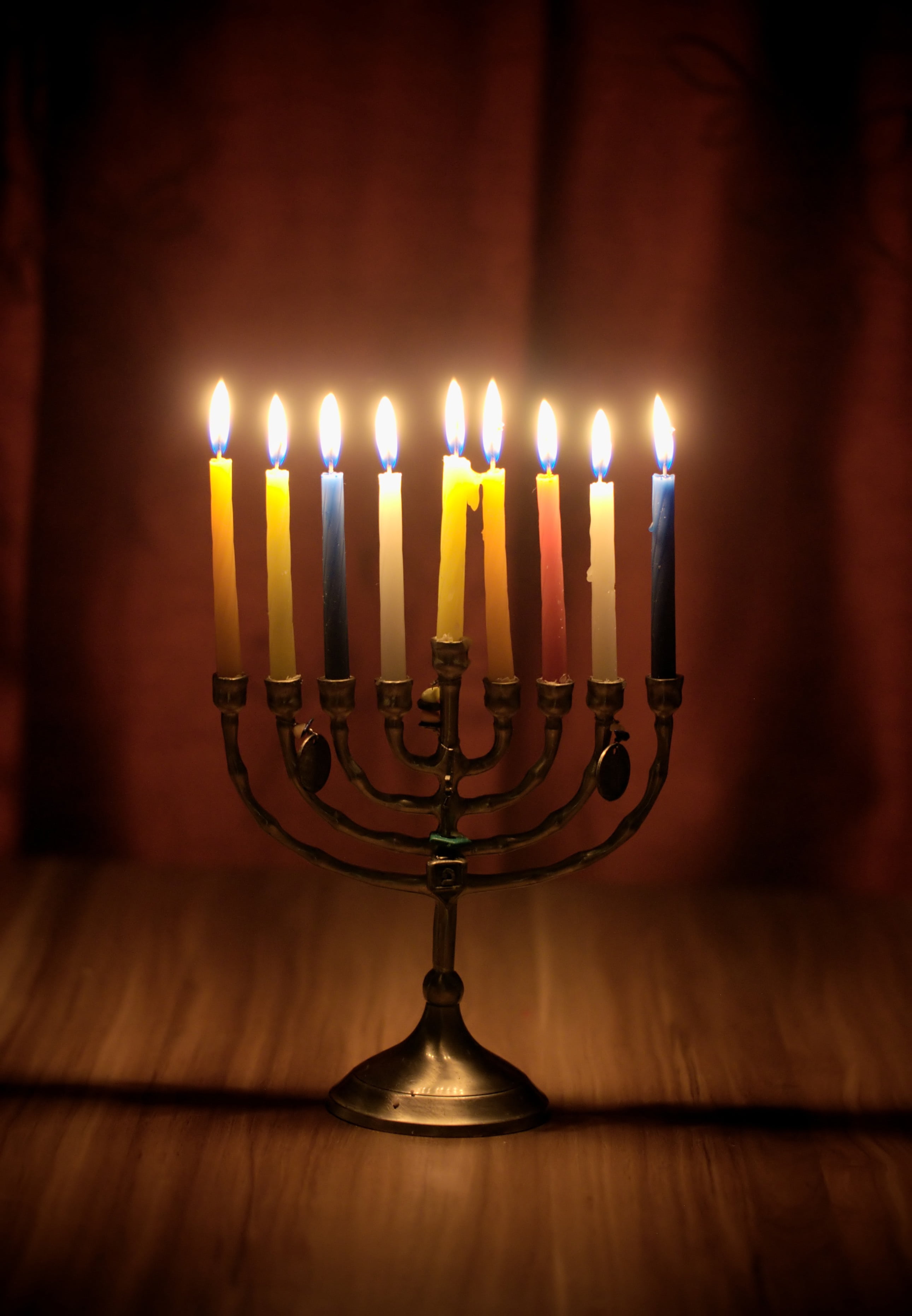 candlelabra, lighting equipment, hanukkah, candlestick holder, close-up, front view, no people, burning, history, flame, candlestick, lighted, celebration, Phone HD Wallpaper