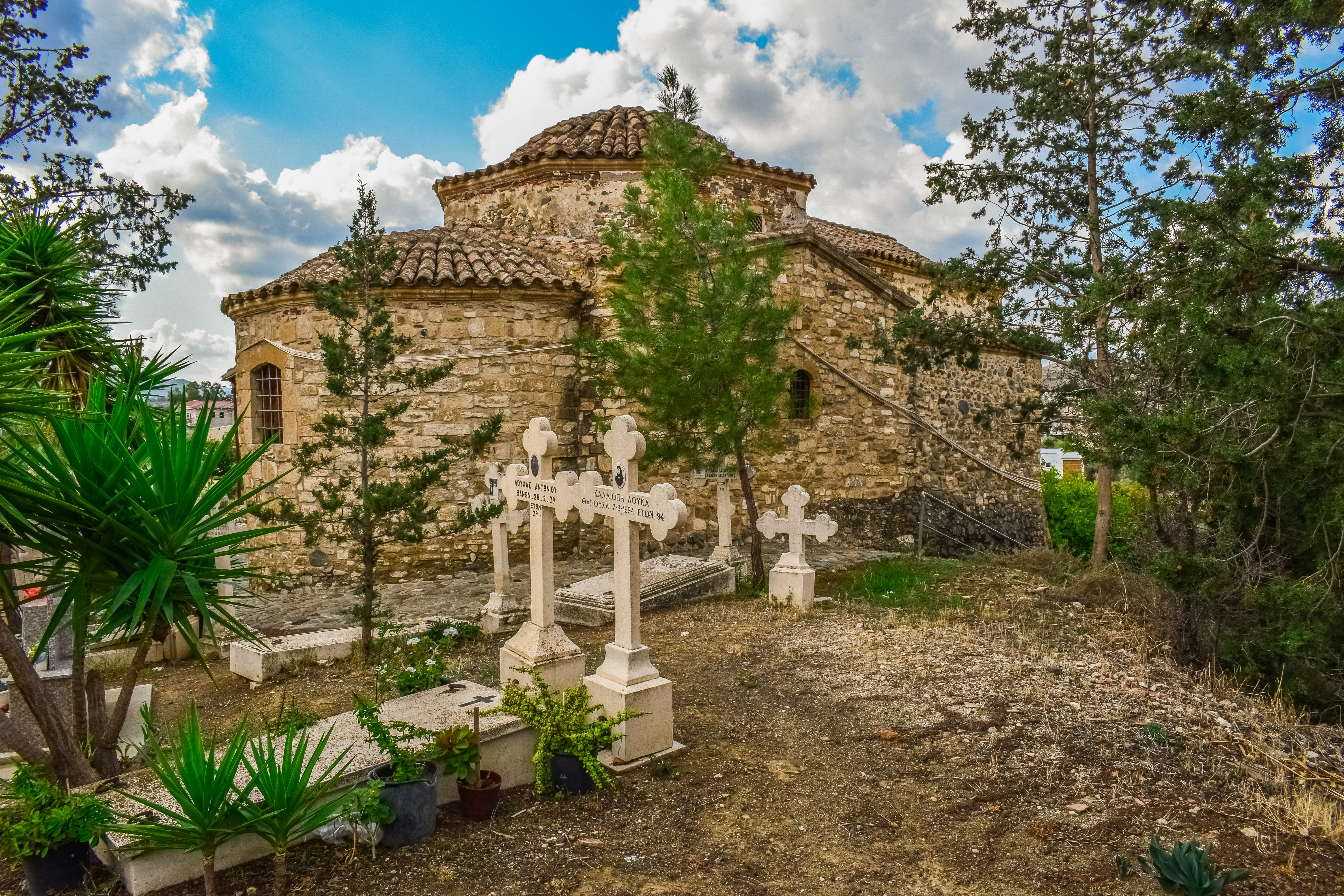 13th century, historically, cross, christianity, tree, arediou, no people, built structure, place of worship, stone, outdoors, belief, growth, the past, HD Wallpaper