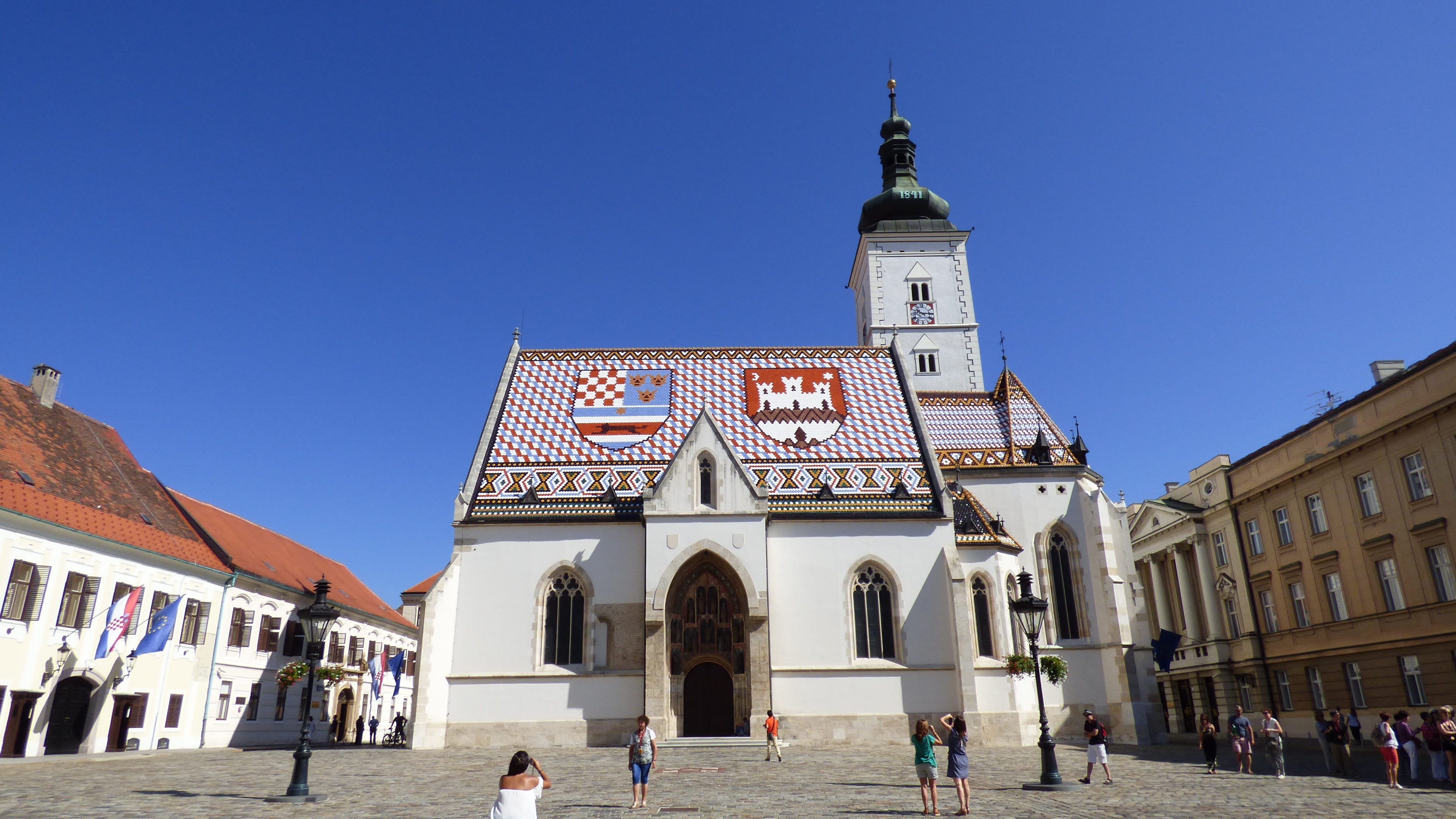 clear sky, church, sky, tower, history, outdoors, real people, travel, the past, historical, blue, building, travel destinations, tile roof, building exterior, HD Wallpaper