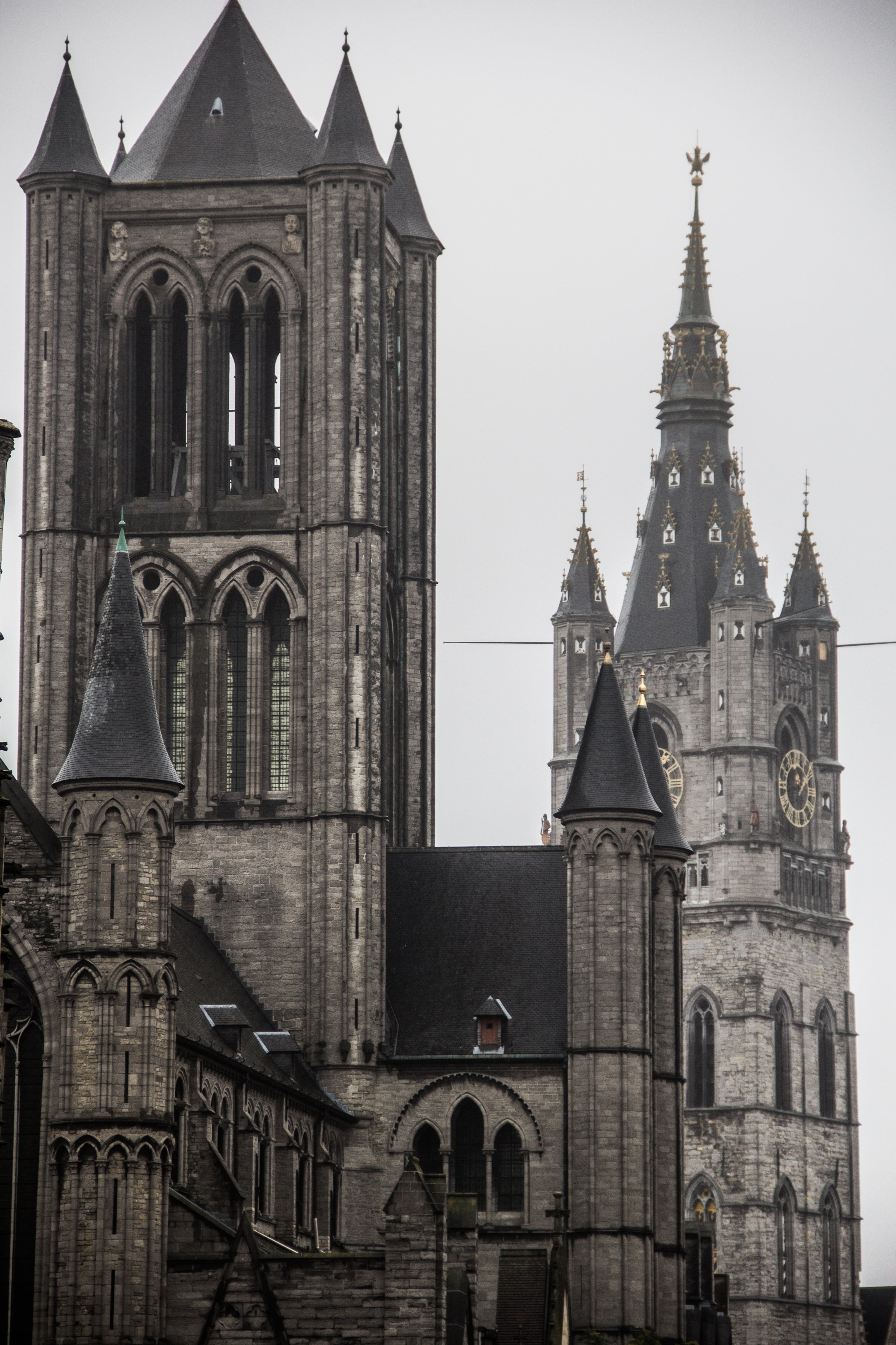 religion, saint-nicolas church, the past, building, center, corn market, church tower, built structure, crossing tower, belfry tower, arch, belief, outdoors, Phone HD Wallpaper