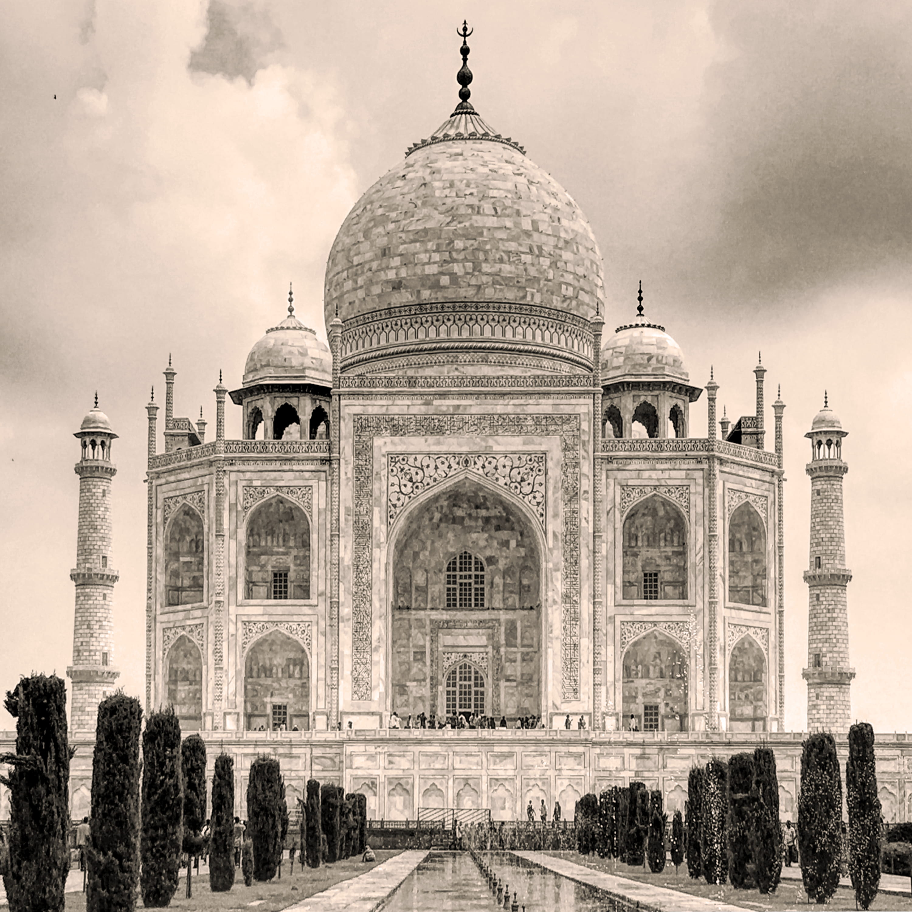 arch, city, cloud - sky, history, dome, building, grave, 2K, sky, taj mahal, spire, tree, day, 13th century, building exterior, outdoors, built structure, Phone HD Wallpaper