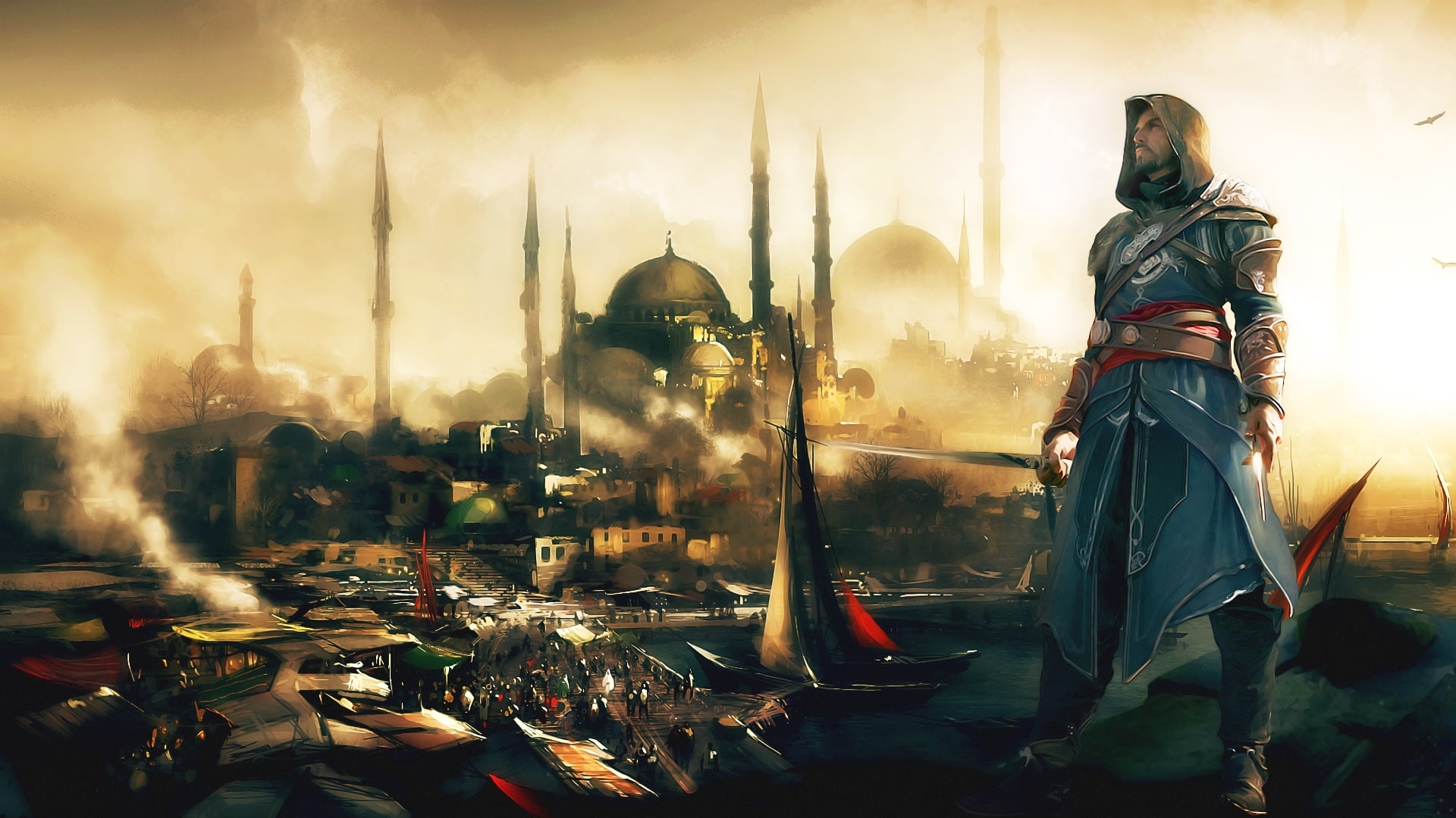 Constantinople, assassins creed, Ezio, revelations, 1080P, HD Wallpaper