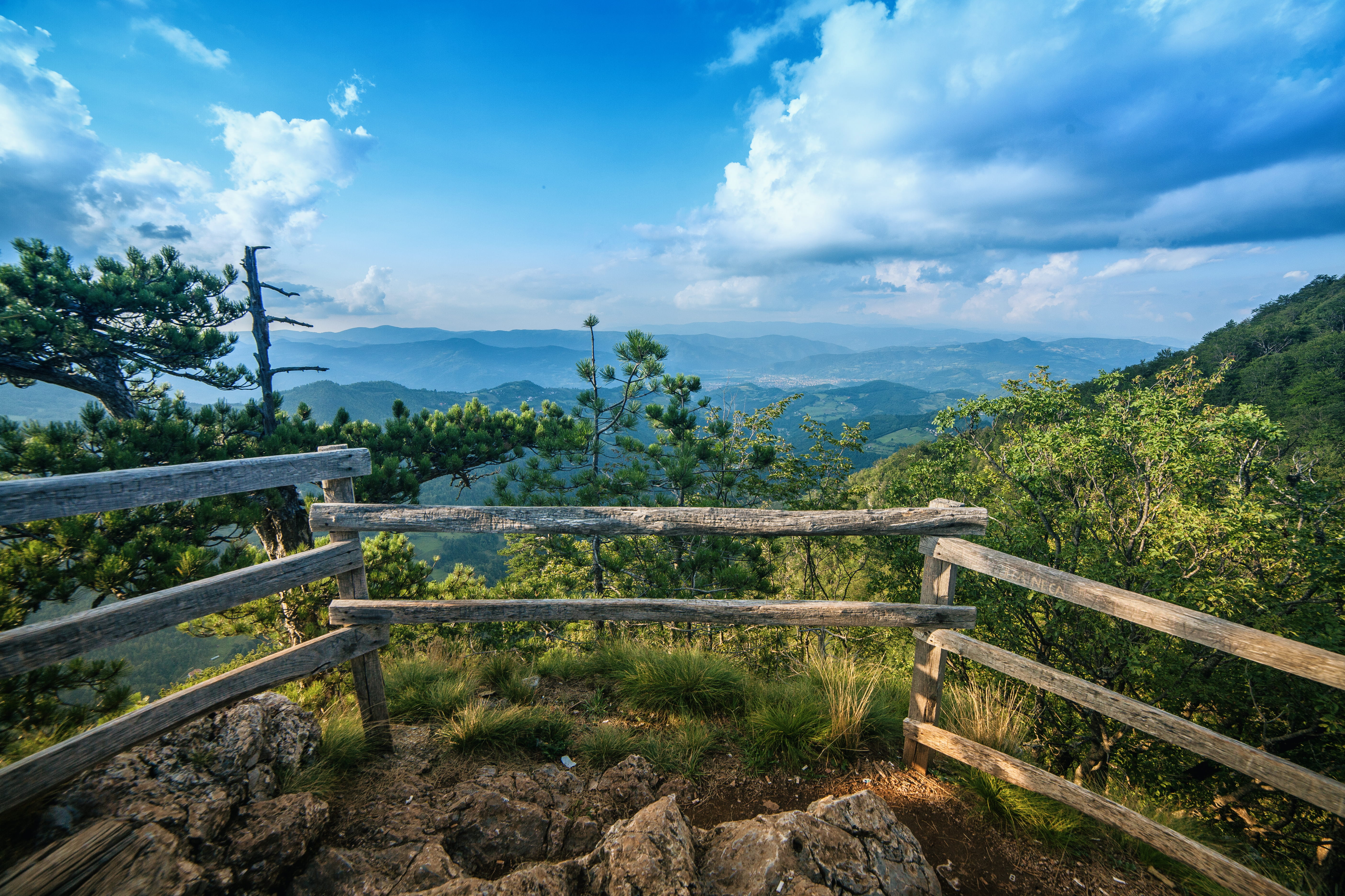 5K, tranquility, non-urban scene, railing, tranquil scene, fence, beauty in nature, day, plant, црњесково, boardwalk, no people, bridge, landscape, bench, HD Wallpaper