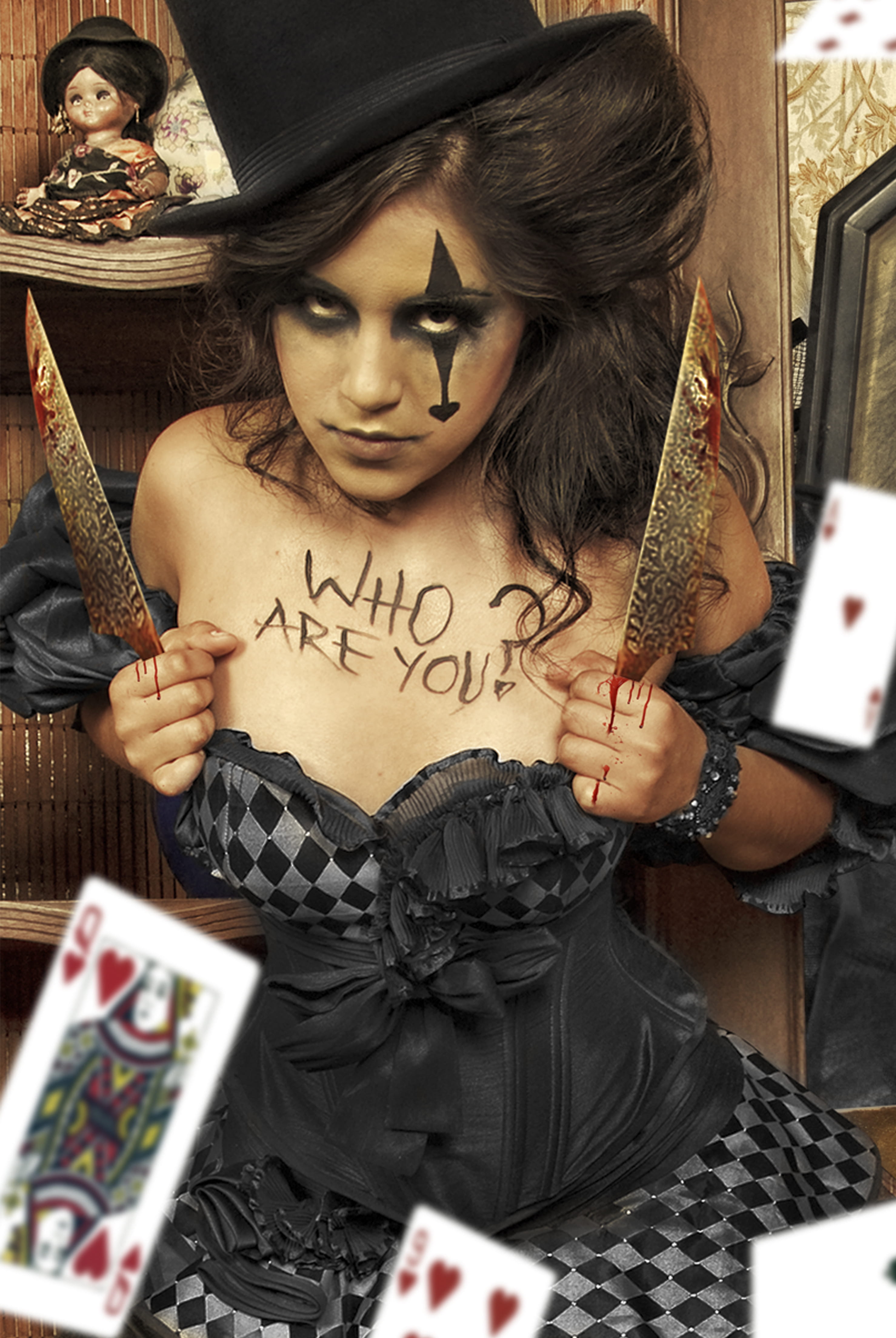 fergomez, negromauqillaje artistico, lifestyles, adult, beautiful woman, mexico, one person, negro, cartas, hairstyle, cuchillos, guadalajara, communication, Phone HD Wallpaper