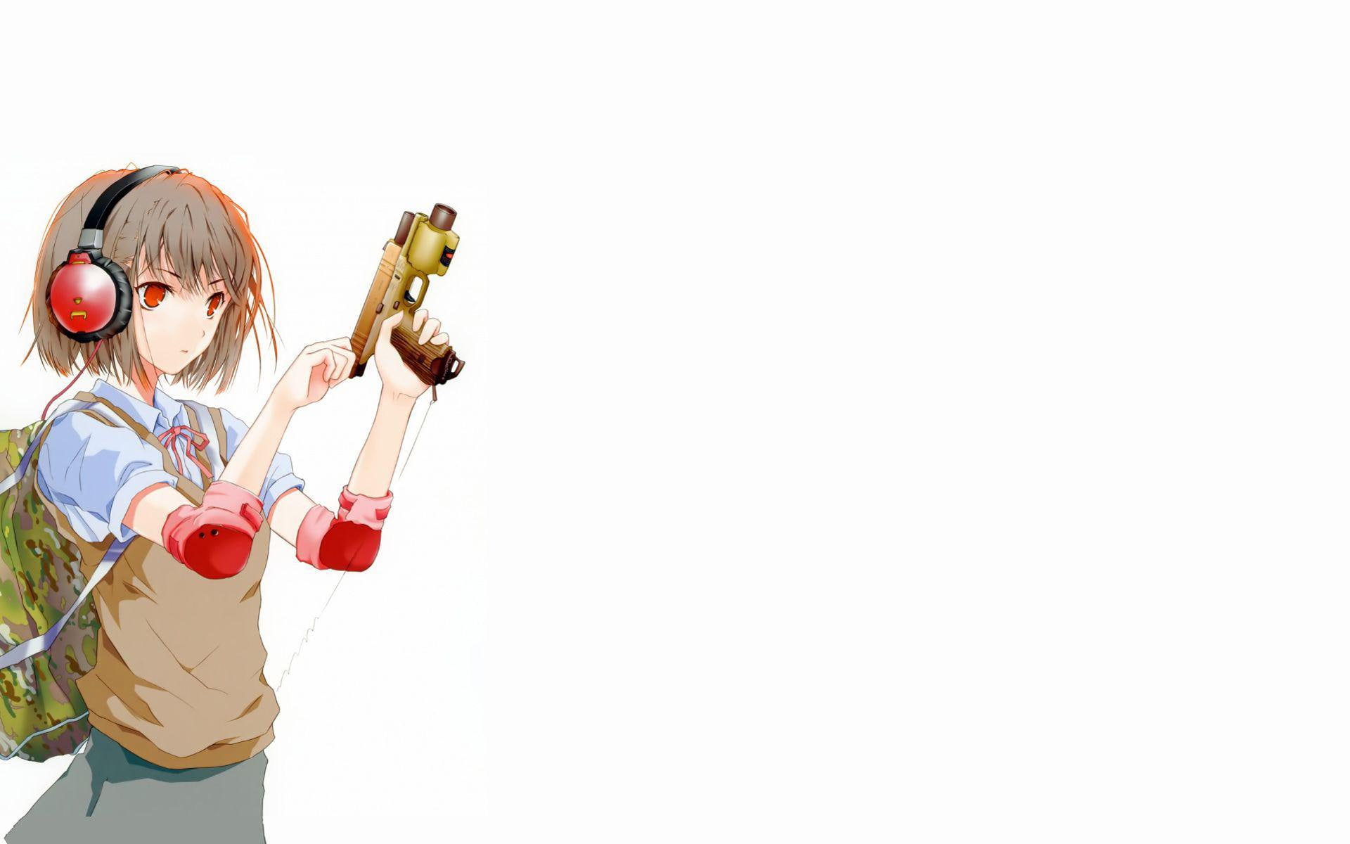 character, pistol, 1920x1200, illustration, woman, gun, hair, 1080P, holding, blonde, girl, anime, HD Wallpaper
