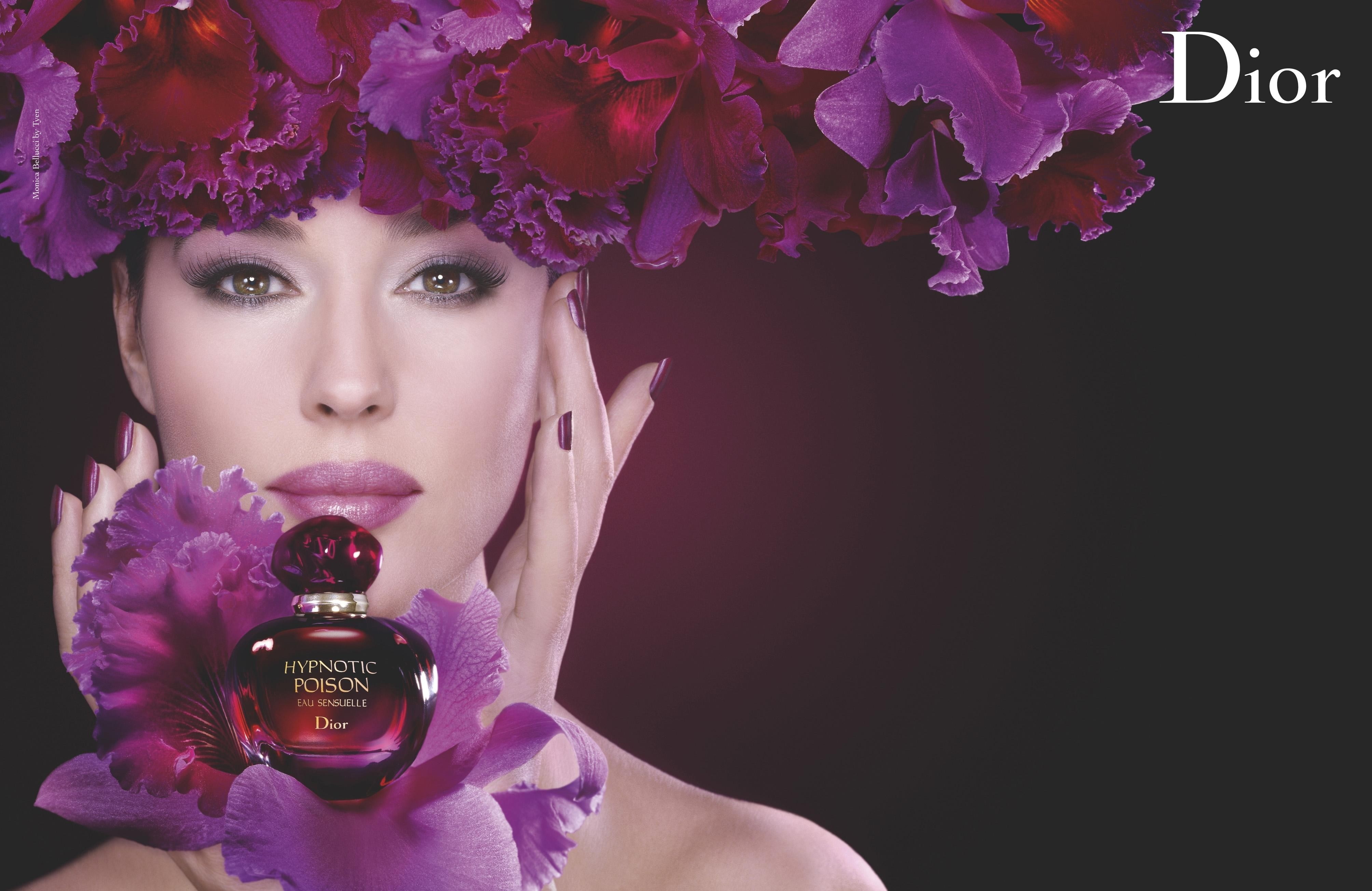 studio shot, beauty in nature, young women, looking at camera, beautiful woman, beauty, Girl, Flowers, Dior, flowering plant, young adult, Monica bellucci, HD Wallpaper
