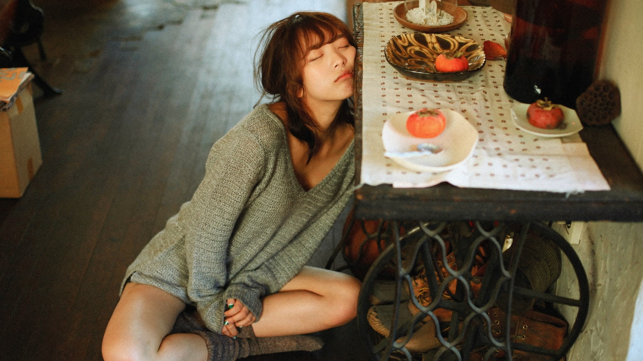 Rotta, people, persimmon, Asian, 1080P, women, HD Wallpaper