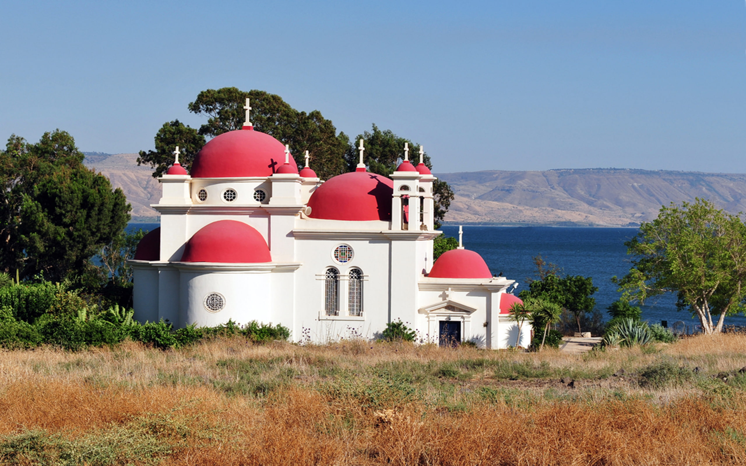 israel, shores, church, orthodox, sea, kapernaum, galilee, 2K, greek, HD Wallpaper