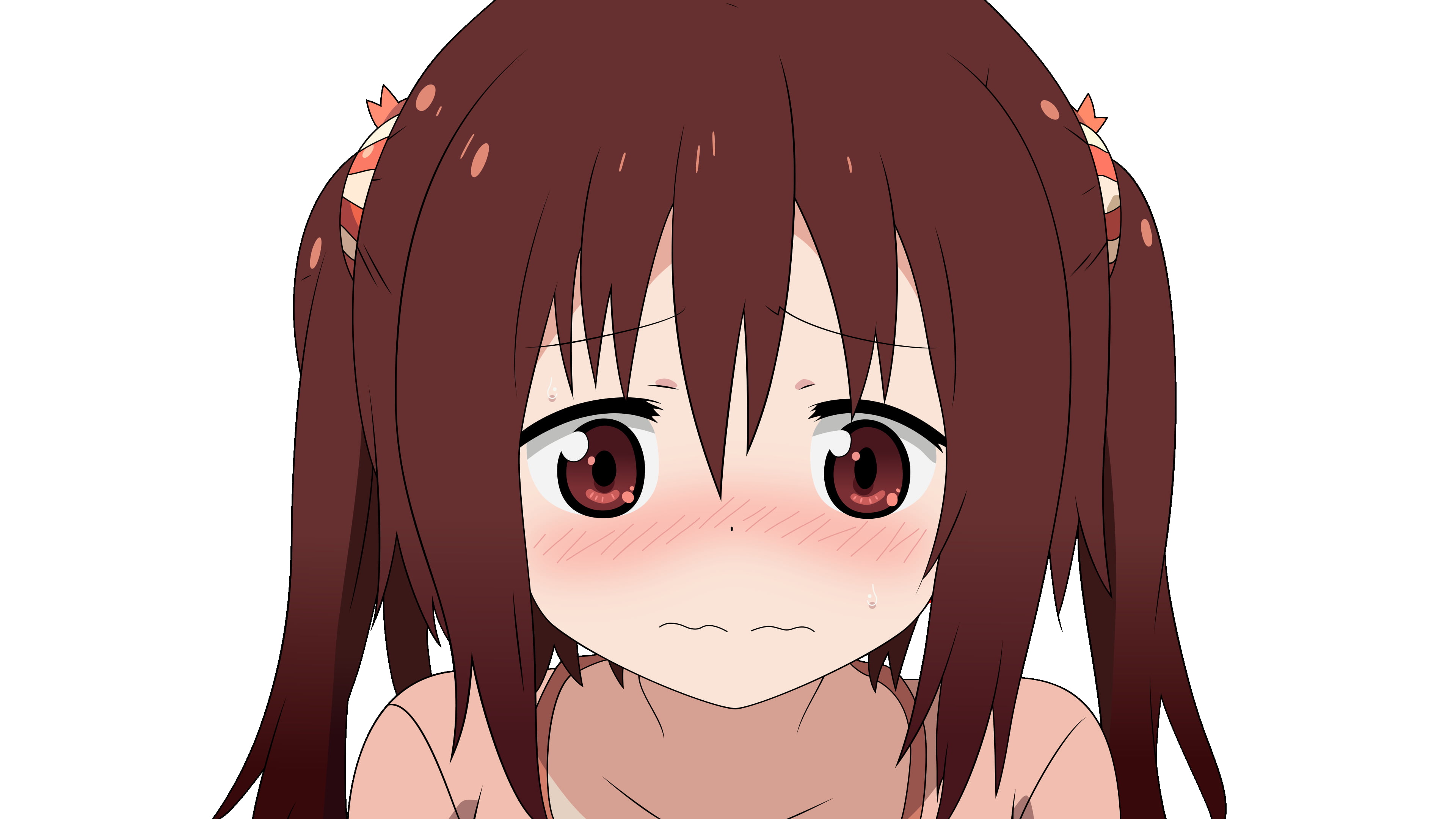 creativity, anime girls, illustration, face, female, cut out, clear sky, human representation, blushing, close-up, Nana Ebina, still life, male likeness, HD Wallpaper