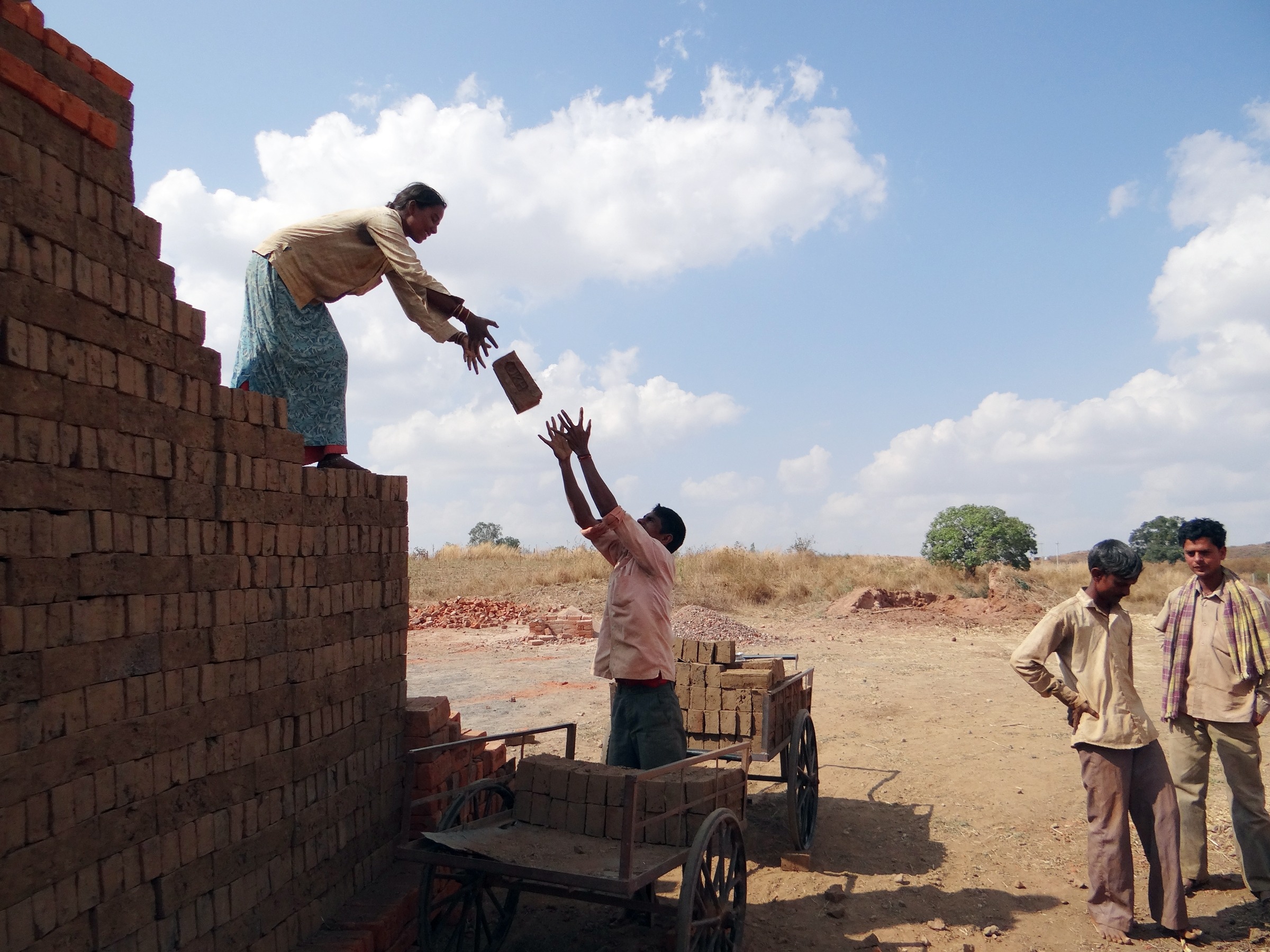 1080P, day, cloud - sky, brick, build, brick-making, constructing, bricklaying, stone, adult, construction site, men, dharwad, casual clothing, standing, HD Wallpaper