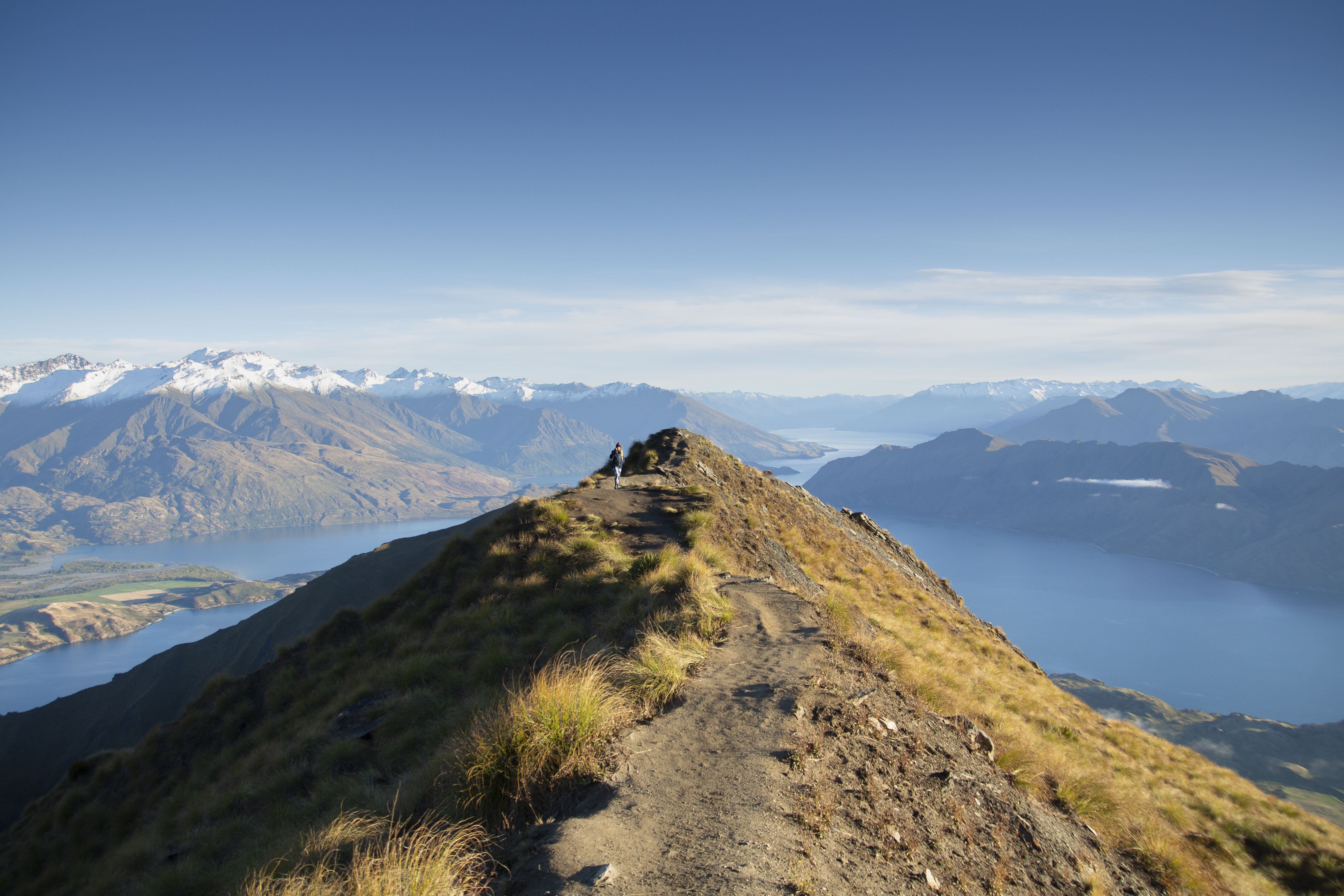 mountain peak, water, landscape, photography, new zealand, 4K, remote, crest, scenics - nature, roys peak track, no people, mountains, tranquility, mountain range, HD Wallpaper
