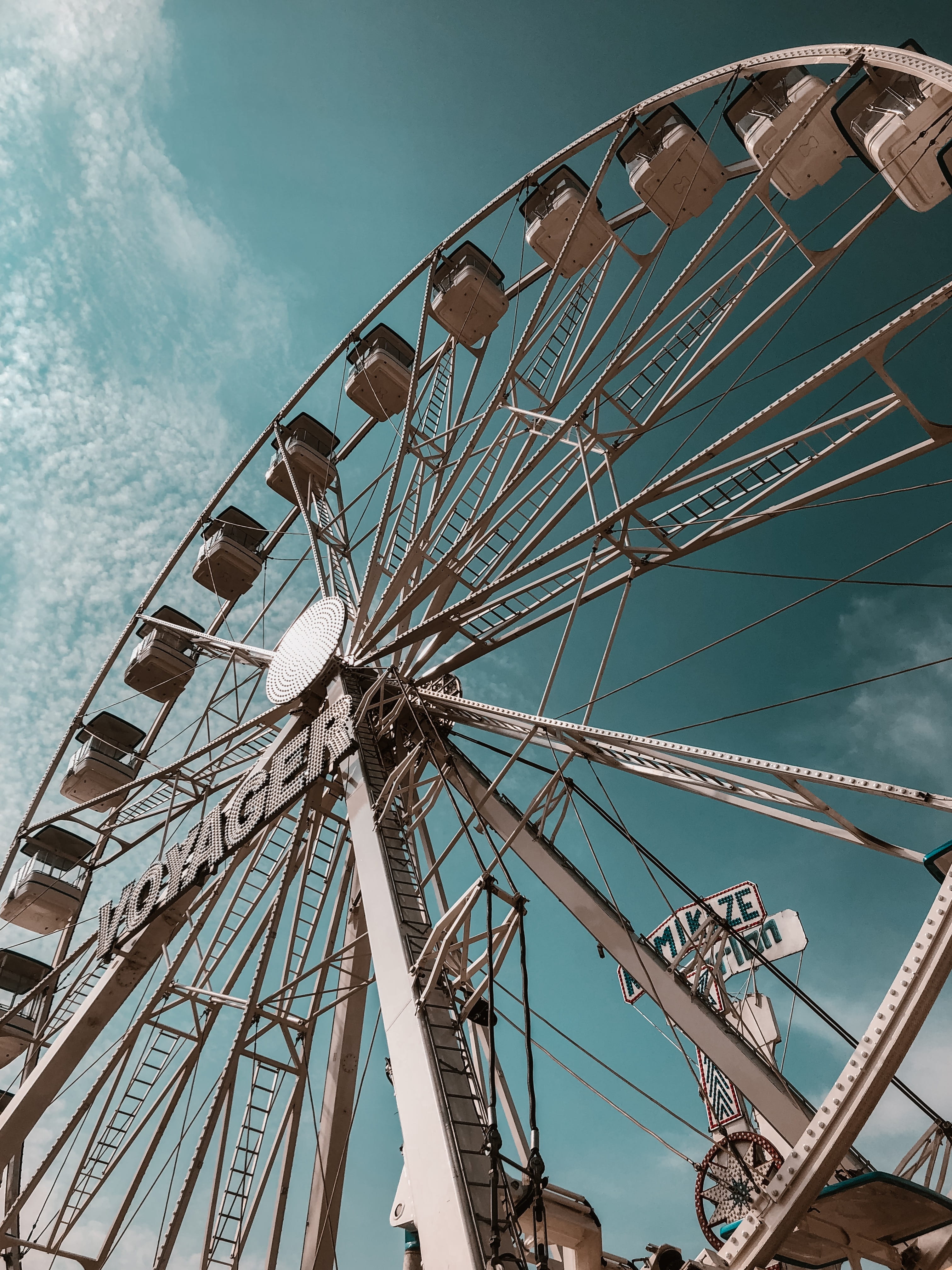 sky, outdoors, silhouette, day, architecture, nature, plant, circle, person, built structure, cloud - sky, blue, ferris wheel, méxico, directly below, asphalt, Phone HD Wallpaper