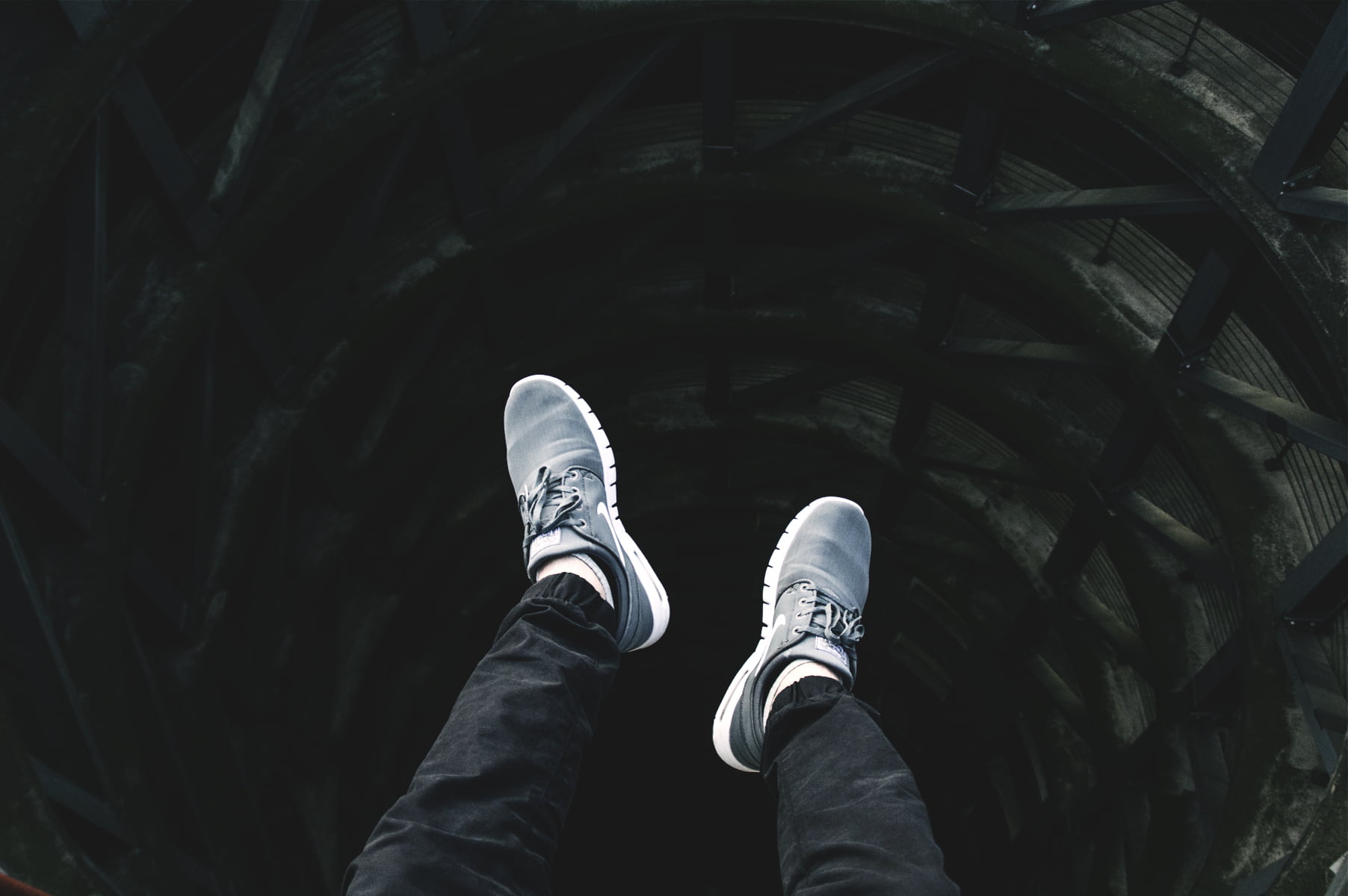 human Foot, walking, leisure activity, human Leg, low section, feet, body part, jeans, standing, outdoors, day, leather, nike, shoes, one person, men, high angle view, HD Wallpaper