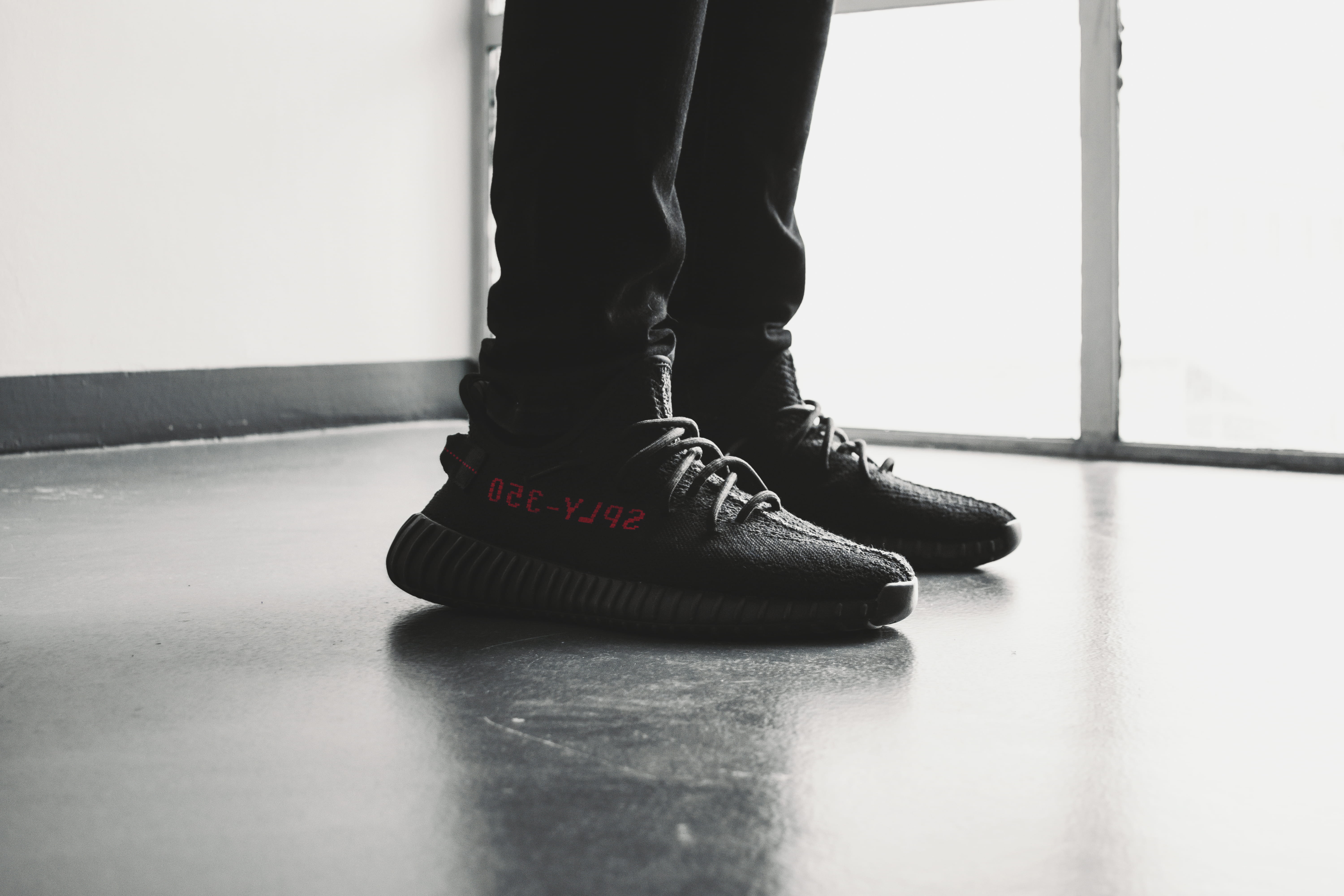 one person, limb, sneaker, pair, fashion, low section, real people, close-up, v, human limb, black, day, shoe, women, body part, boost, trainer, human foot, HD Wallpaper