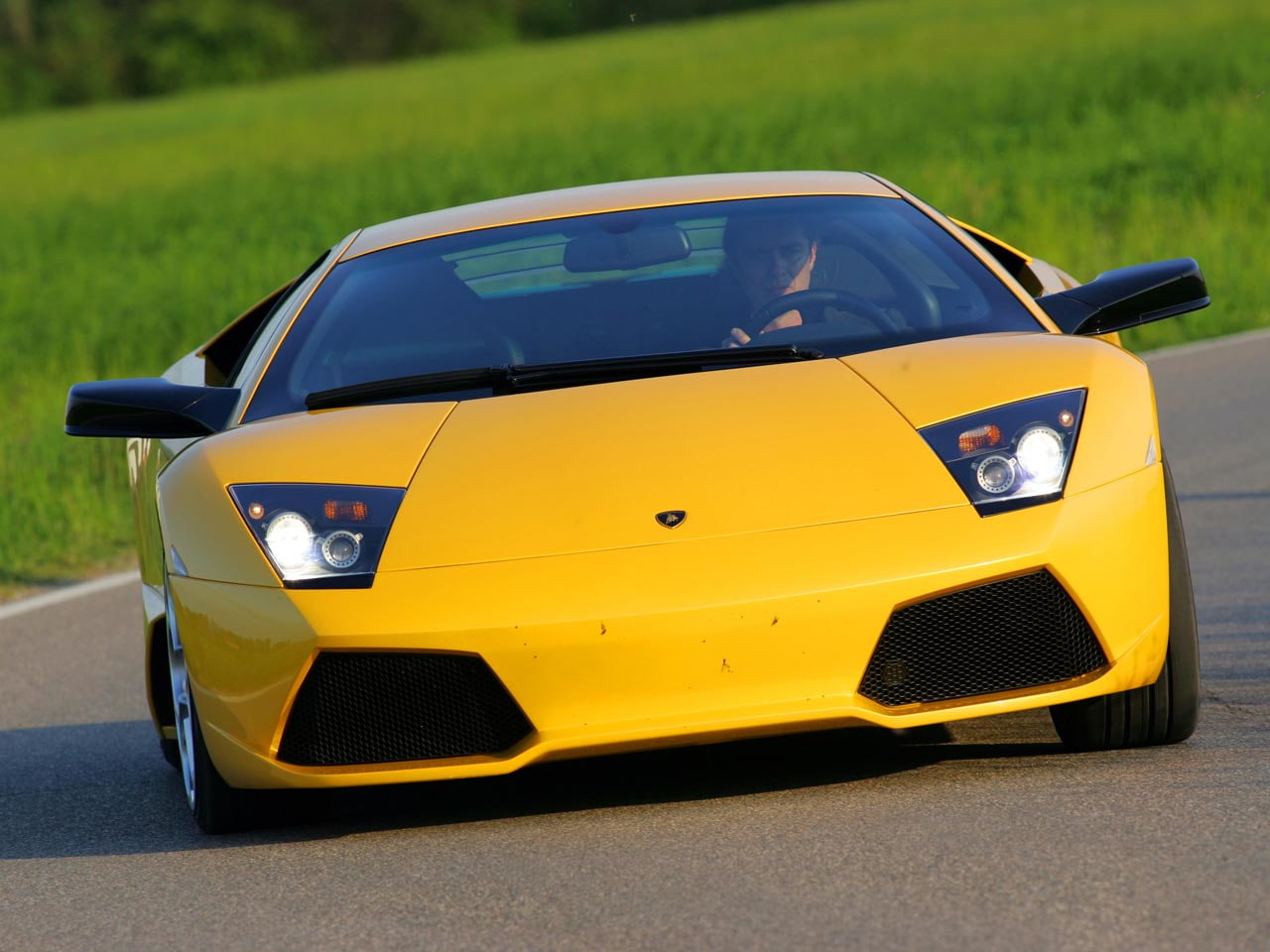 manu, motor vehicle, city, yellow, murcielago, yellow taxi, street, small, murci, sunlight, retro styled, no people, lp, lago, road, luxury, outdoors, blue, HD Wallpaper