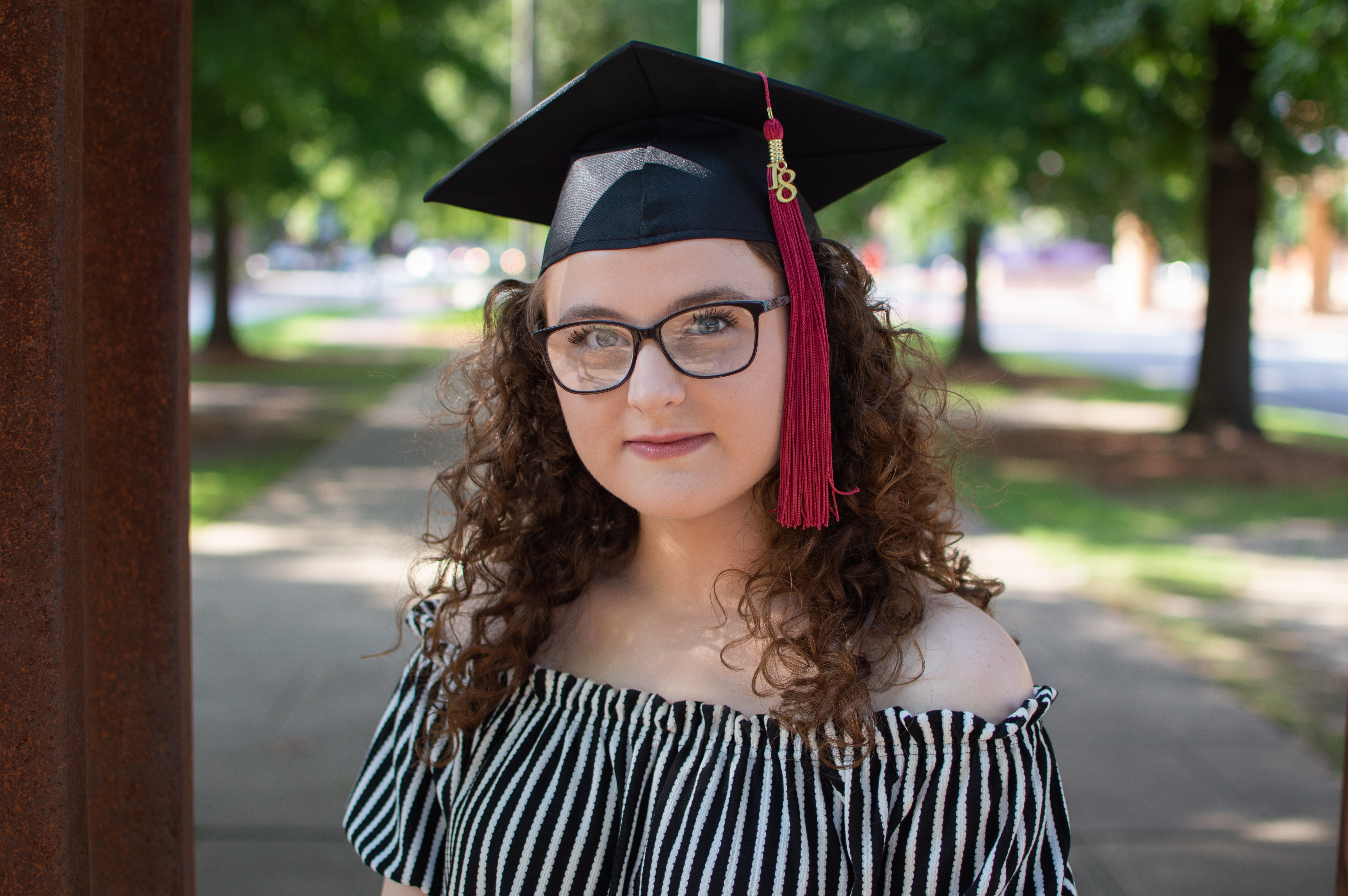 tassel, university, smiling, front view, success, education, striped, female, teenager, curly hair, woman, young adult, wear, one person, photo, school, HD Wallpaper