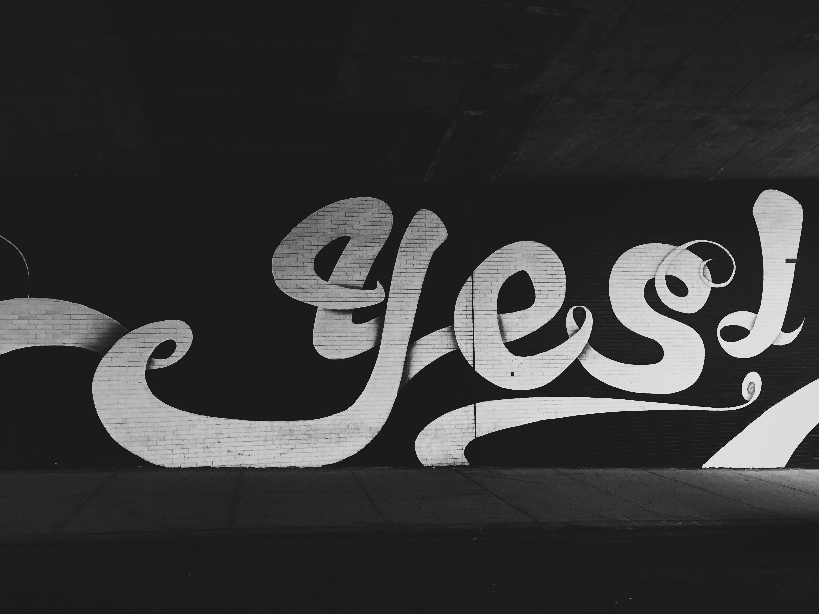 yes, information, sign, close-up, indoors, graffiti, message, communication, text, white, built structure, number, architecture, night, western script, HD Wallpaper