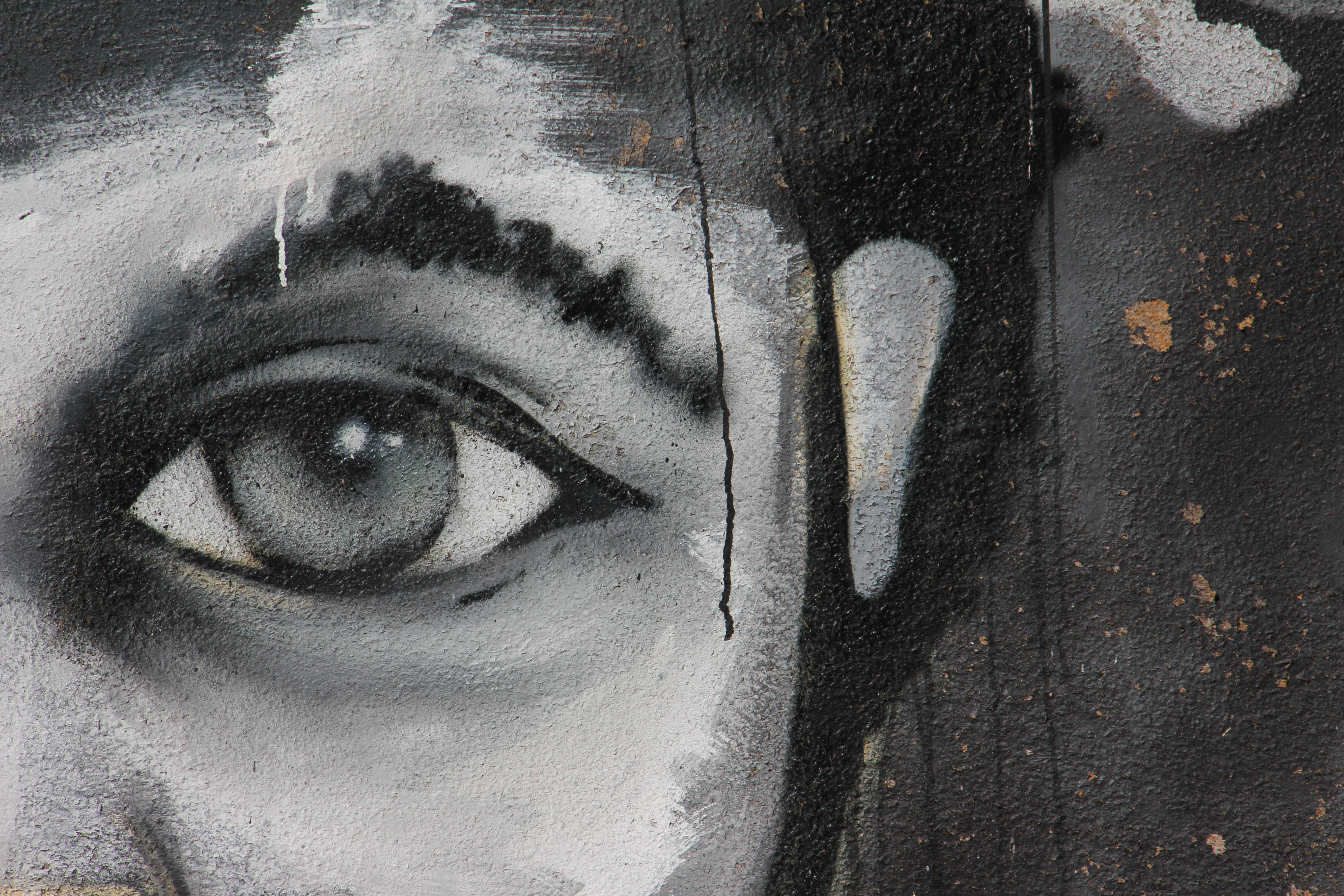 front view, close-up, painting, human face, wall art, human body part, urban, leisure activity, wall, charcoal eye, person, face, spray paint, lifestyles, HD Wallpaper