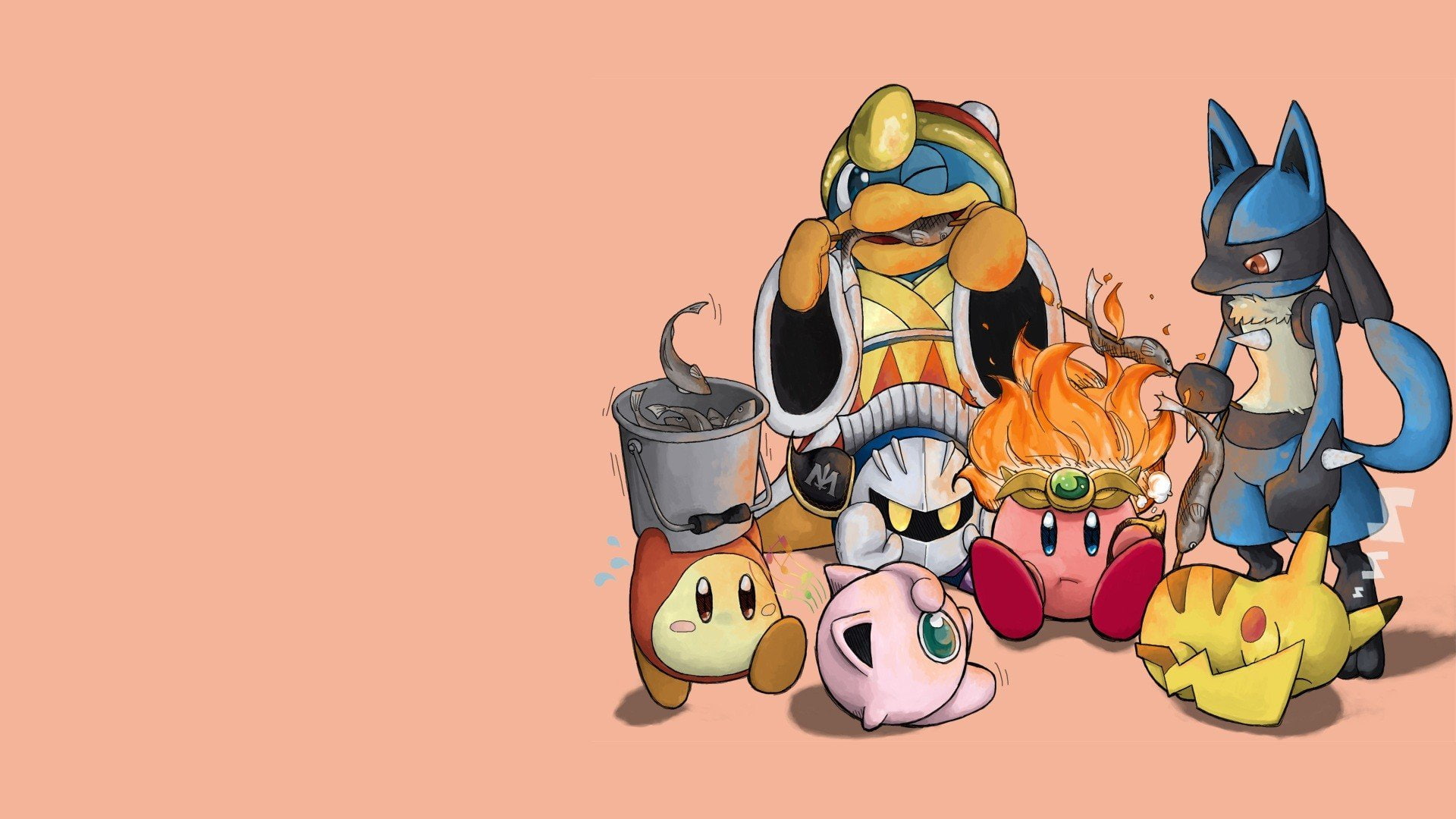 camping, waddle, background, metaknight, lucario, dedede, video, 1080P, jigglypuff, super, simple, pikachu, pokemon, kirby, smash, king, games, dee, brothers, HD Wallpaper