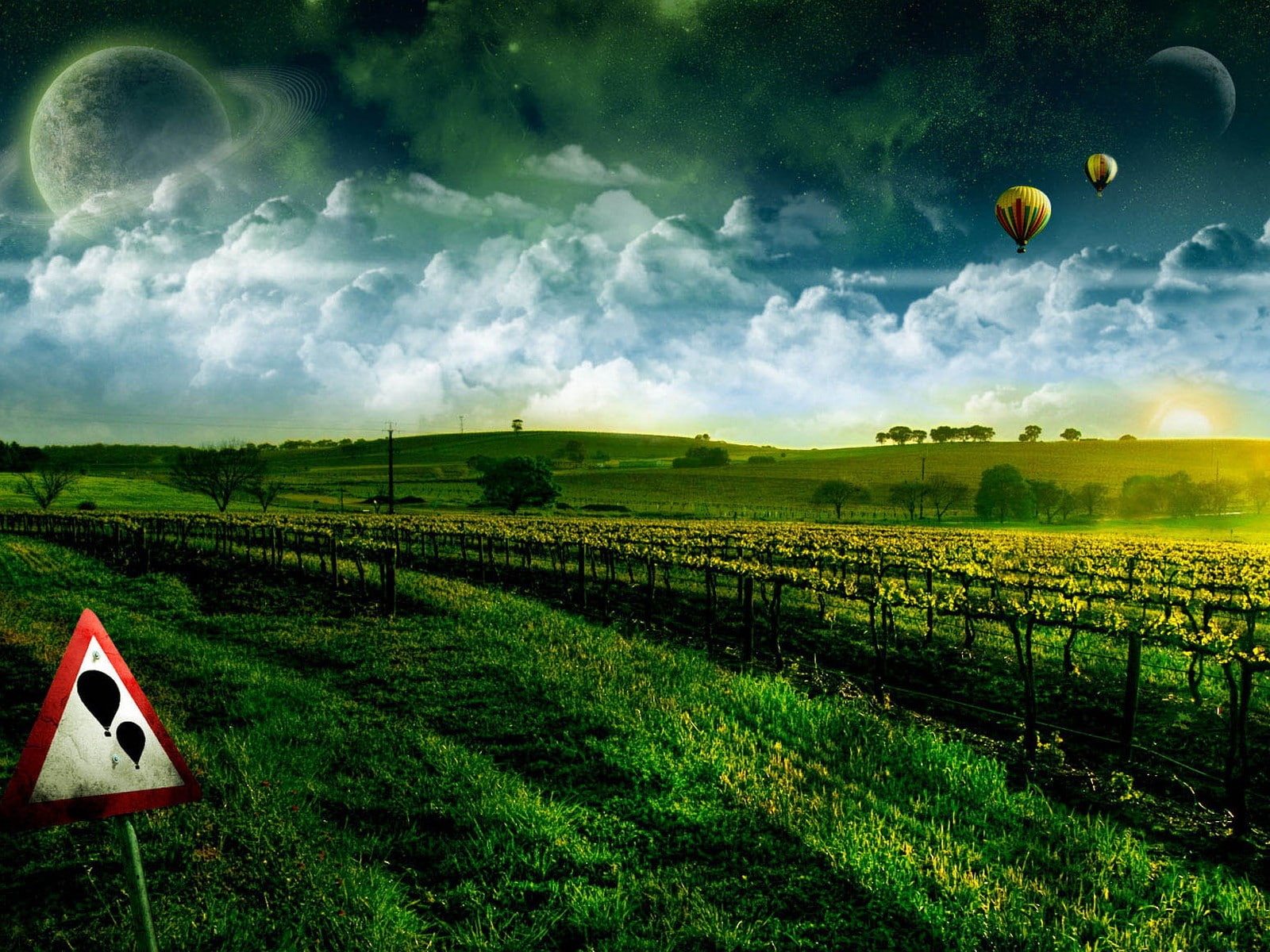 cloud - sky, day, growth, sky, green color, rural scene, plantation, farm, environment, planet, beauty in nature, field, landscape, sign, no people, nature, HD Wallpaper