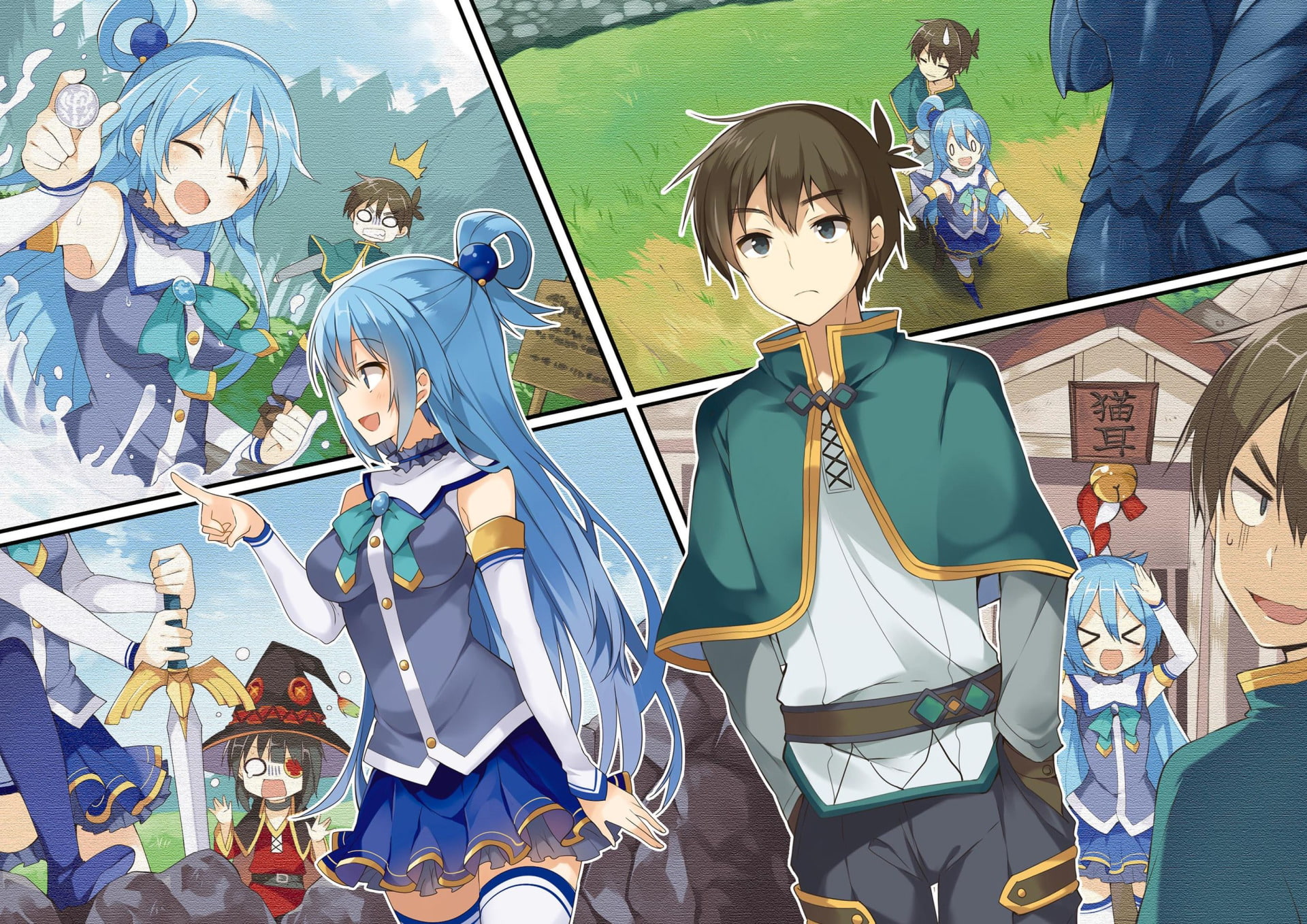Aqua (KonoSuba), Kazuma Satou, 1080P, Anime, KonoSuba – God’s blessing on this wonderful world!!, HD Wallpaper