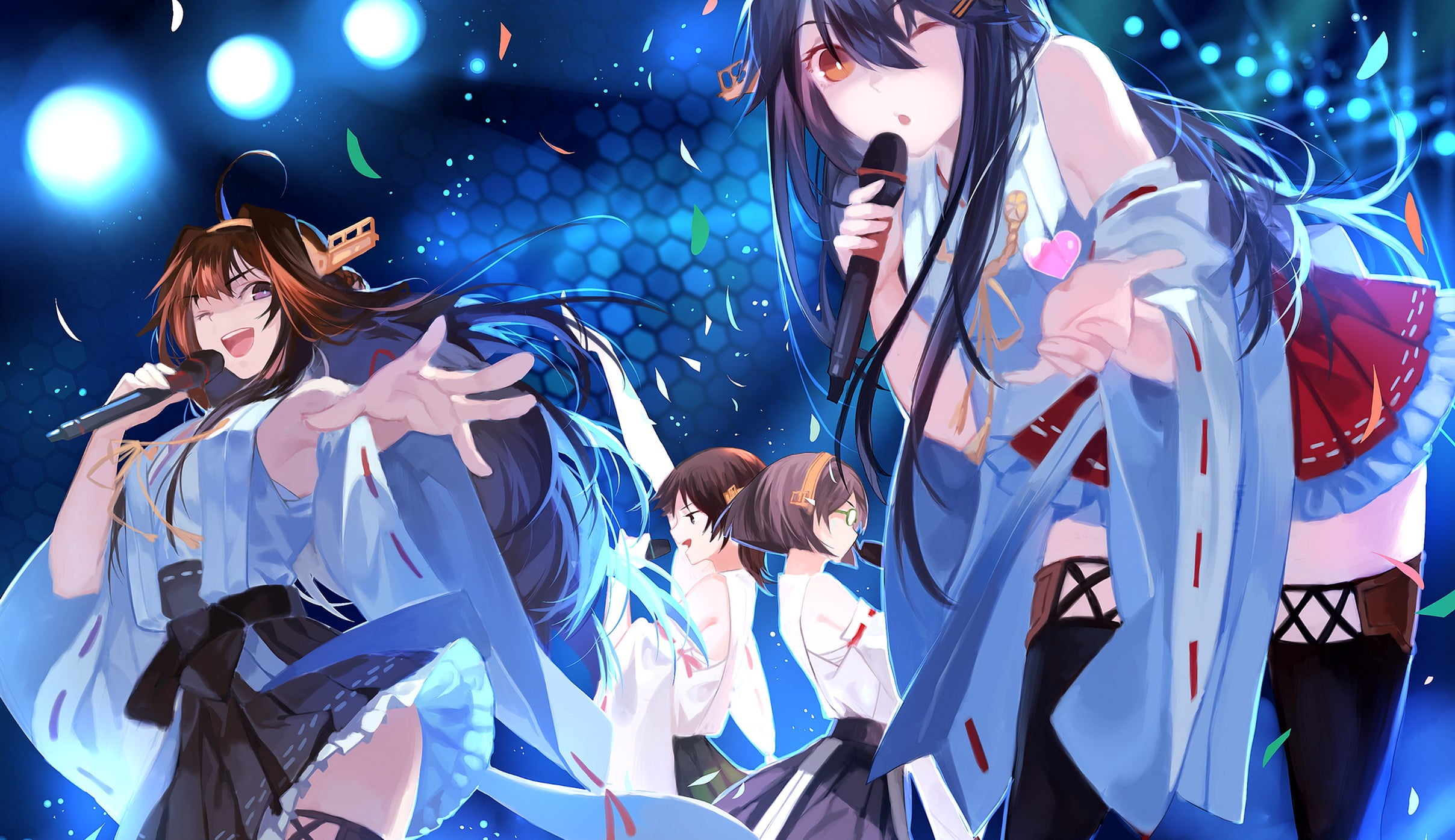 young women, clothing, lifestyles, Kantai Collection, costume, real people, motion, low angle view, standing, Kongou (KanColle), front view, arts culture and entertainment, HD Wallpaper