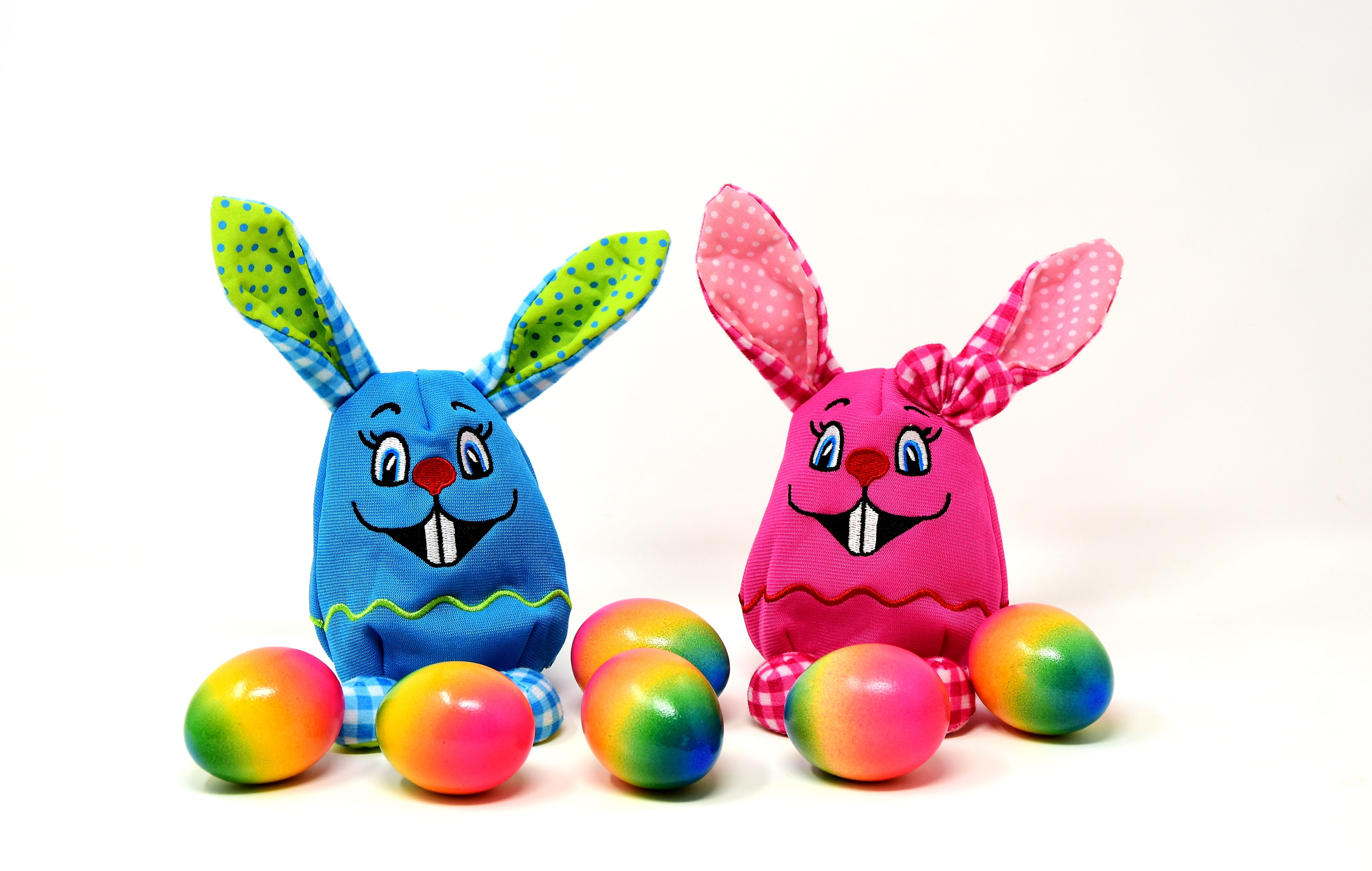 food and drink, blue, mammal, deco, studio shot, pink, animal, photography, multi colored, animal themes, color, two, easter greetings, easter theme, no people, HD Wallpaper