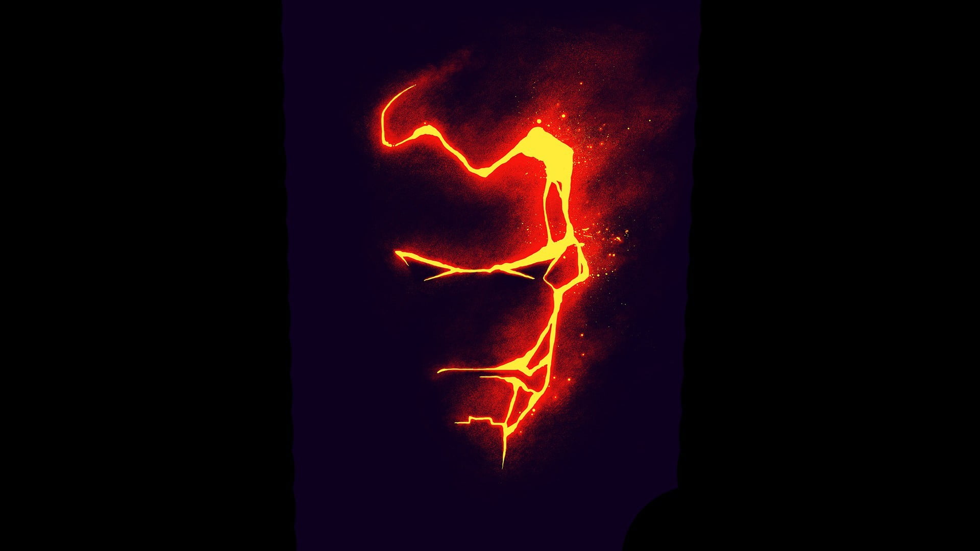 communication, 1080P, close-up, creativity, sign, glowing, Iron Man, light, lighting equipment, light - natural phenomenon, dark, black background, studio shot, HD Wallpaper