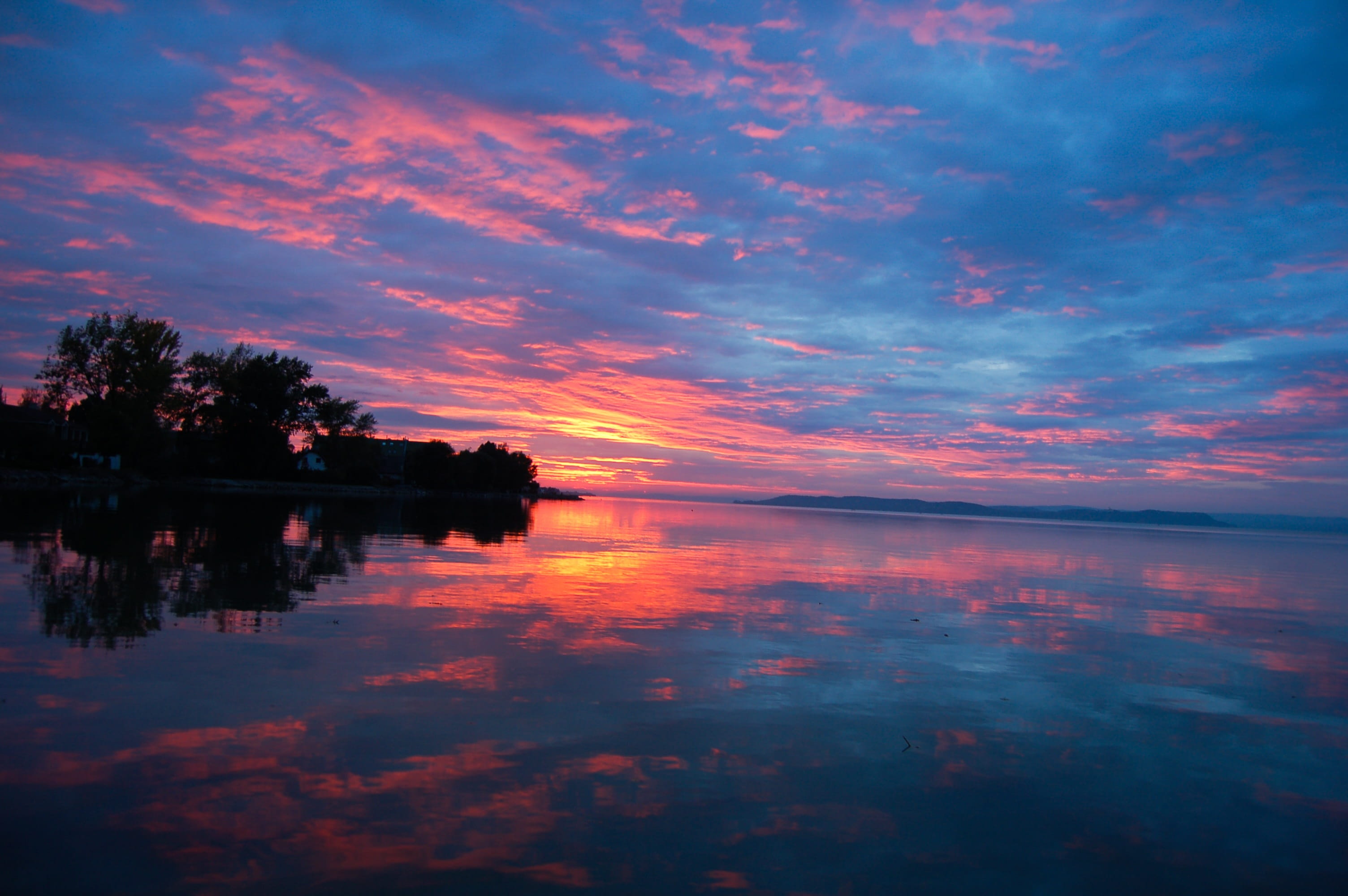 outdoors, silhouette, tranquil scene, nature, water, beauty in nature, clouds, cloud - sky, sky, o, tree, in the evening, idyllic, sunset, reflection, tranquility, HD Wallpaper