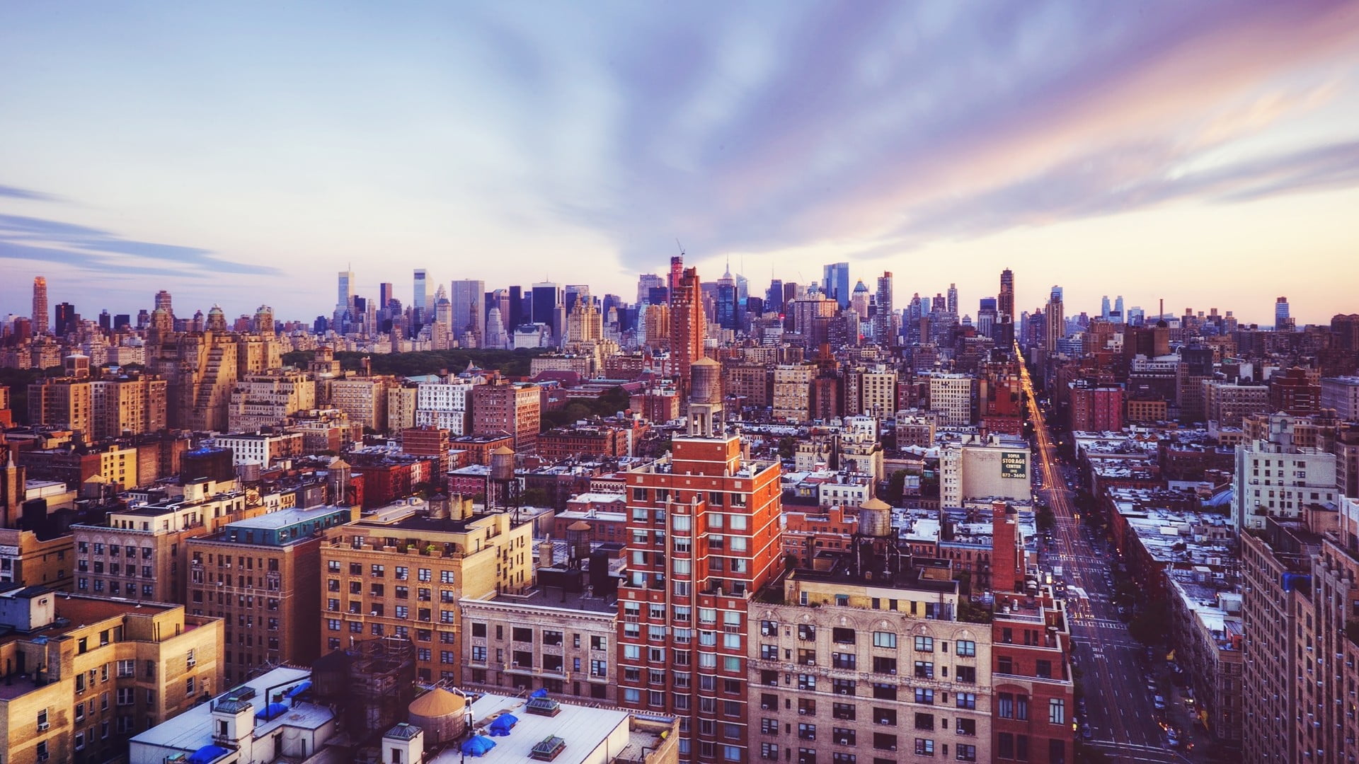 building, USA, modern, architecture, trees, skyscraper, settlement, clouds, long exposure, crowd, crowded, light trails, building exterior, New York City, HD Wallpaper