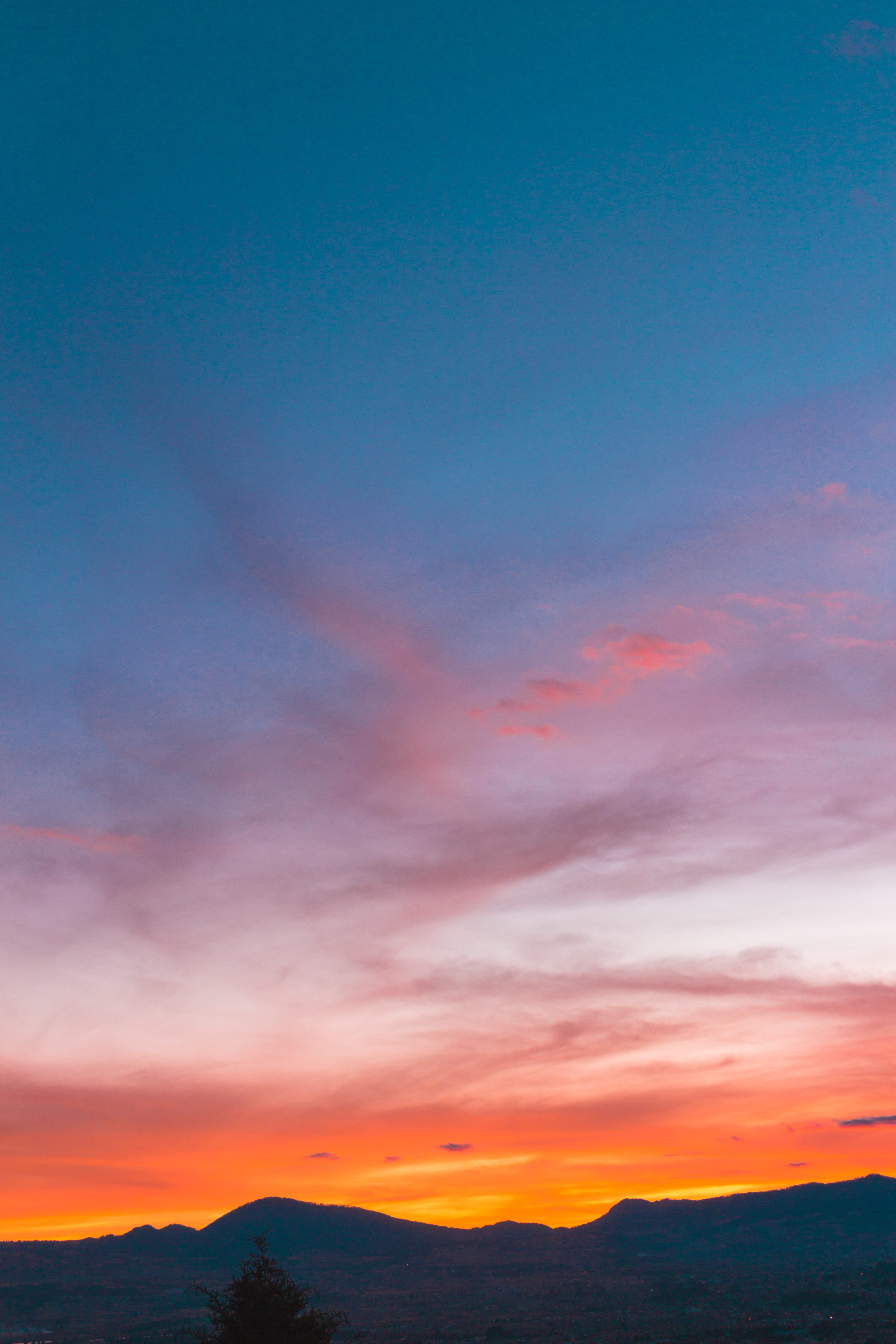 night, 5K, orange color, environment, landscape, no people, non-urban scene, mountain range, colorful sunset, dusk, mexico, toluca, sunset, romantic sky, Phone HD Wallpaper