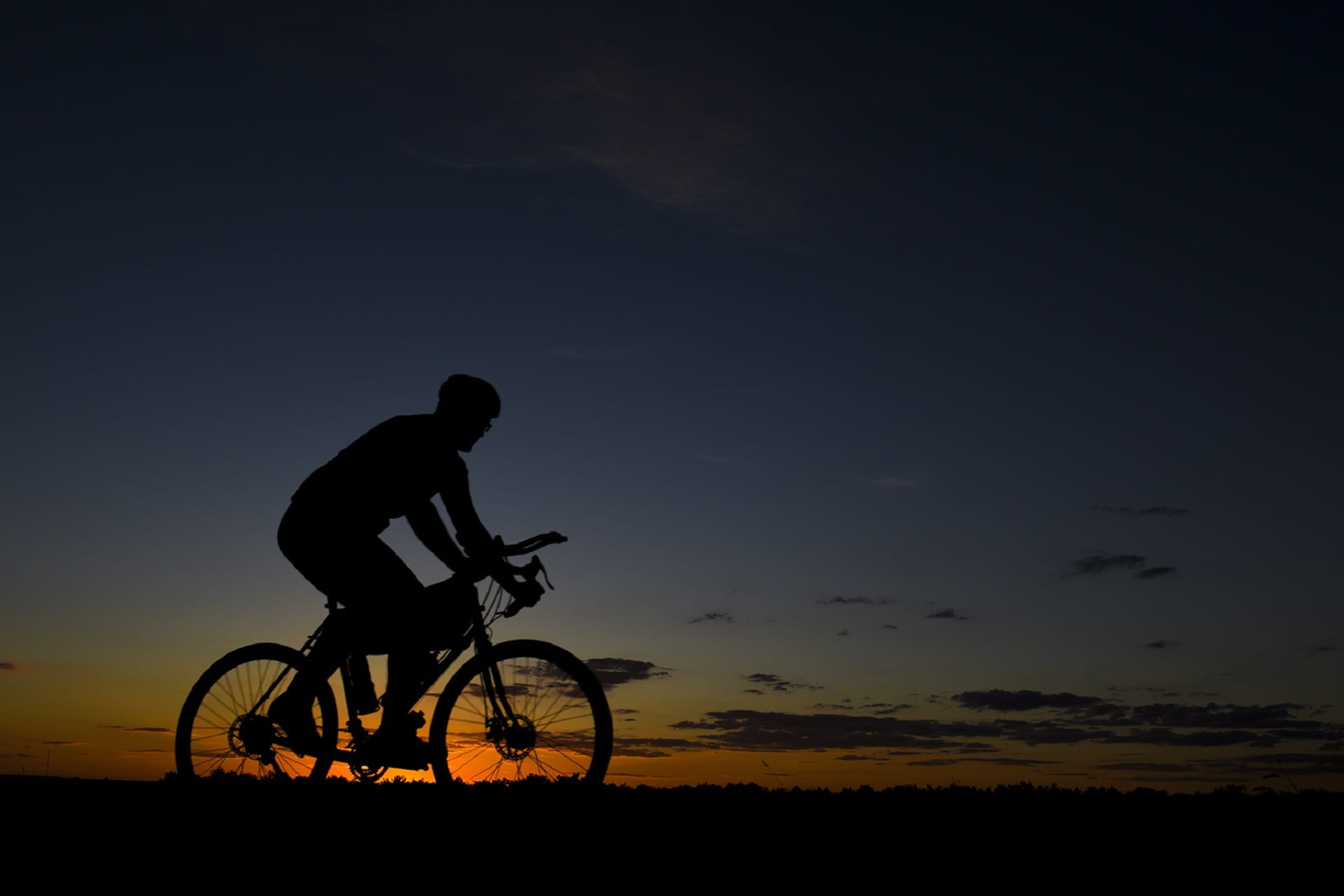 person, nature, wheel, 1080P, clouds, adult, biker, dawn, bicycle, leisure activity, land, lifestyle, full length, men, outdoors, fitness, evening, transportation, HD Wallpaper