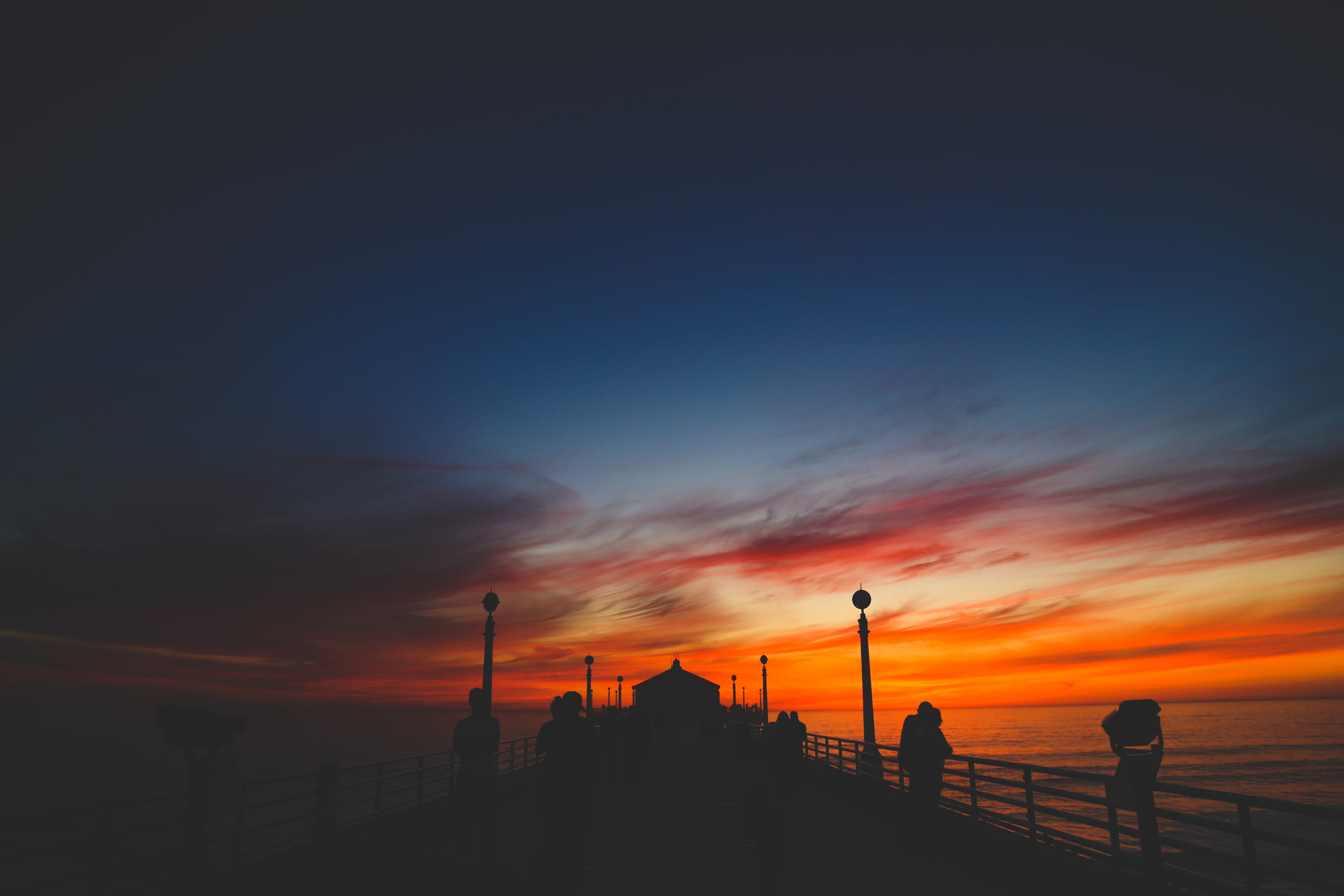 people, docks, golden, shadow, men, leisure activity, nightfall, usa, tranquil scene, group of people, cloud - sky, sky, silhoutte, wooden, real people, HD Wallpaper