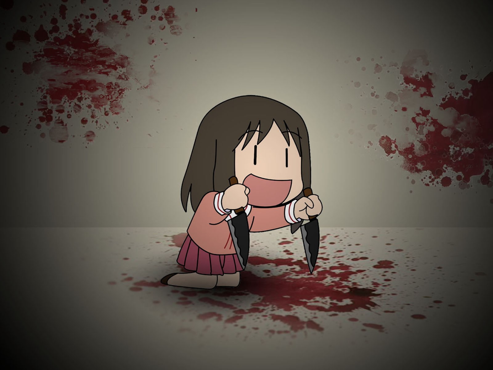 knife, real people, anime, indoors, vignette, anime girls, women, wall - building feature, emotion, one person, sadness, blood, red, white color, sitting, HD Wallpaper