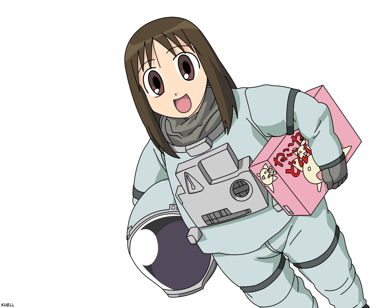 white, girl, indoors, emotion, kasuga ayumu, cut out, people, azumanga daioh, 720P, vector, cheerful, women, drawing - art product, white background, one Person, HD Wallpaper