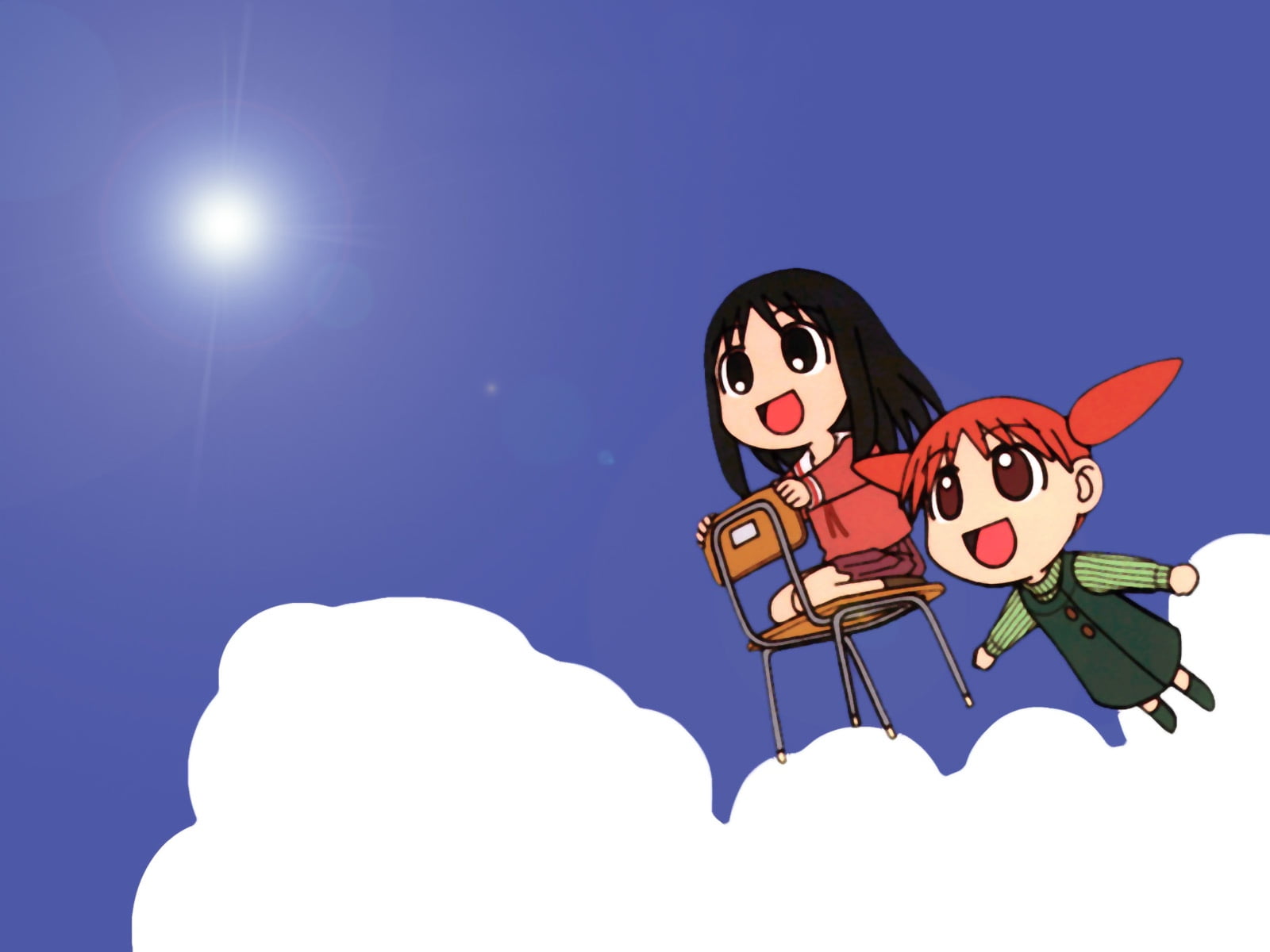 girls, 720P, smiling, azumanga daioh, one Person, child, cartoon, digital, blue, characters, men, moon, no people, celebration, low angle view, HD Wallpaper