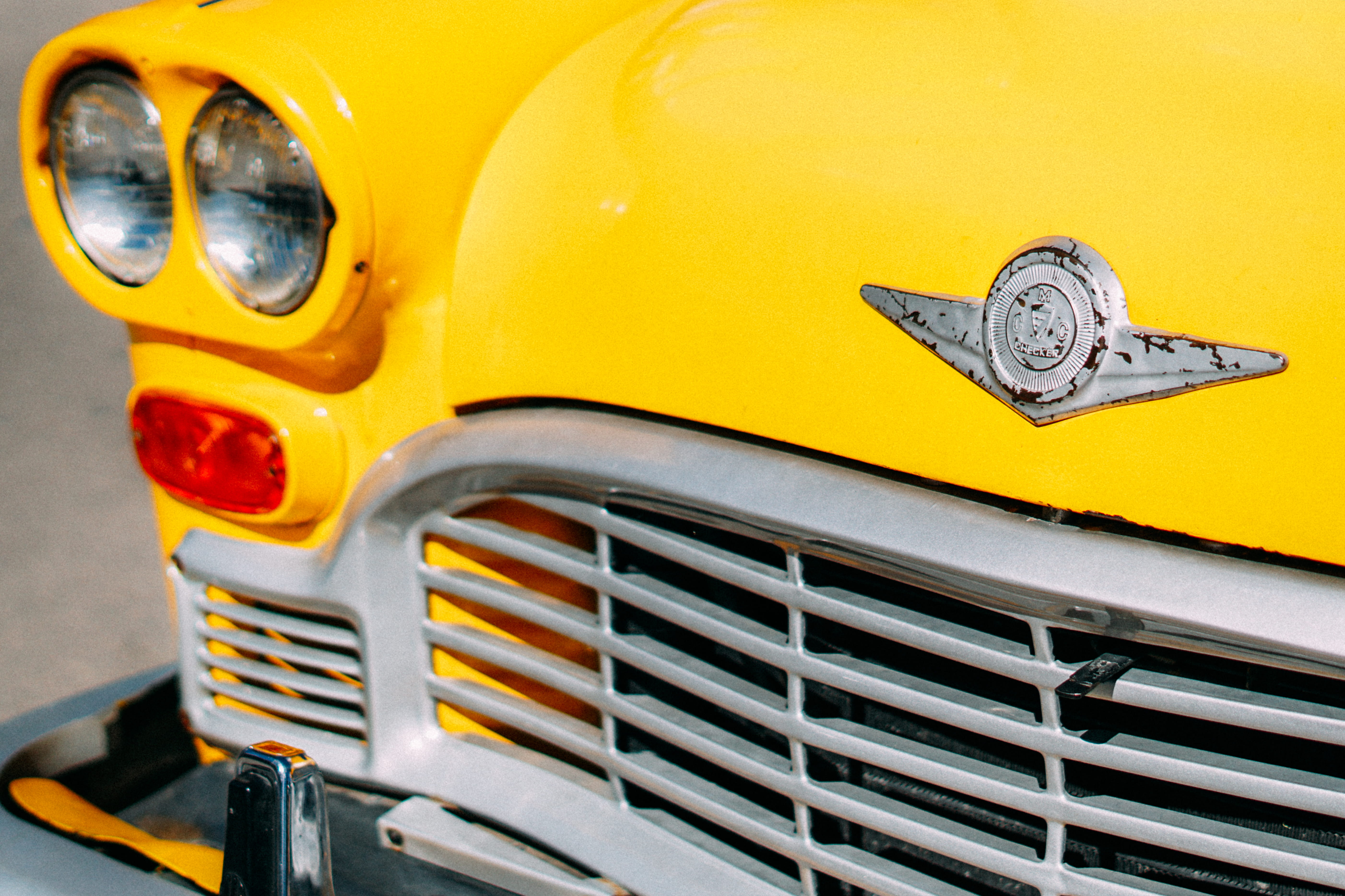 car, taxi, metal, transportation, golden yellow, mode of transportation, automobile, photograph, headlights, metallic, day, design, chrome, headlight, 5K, HD Wallpaper