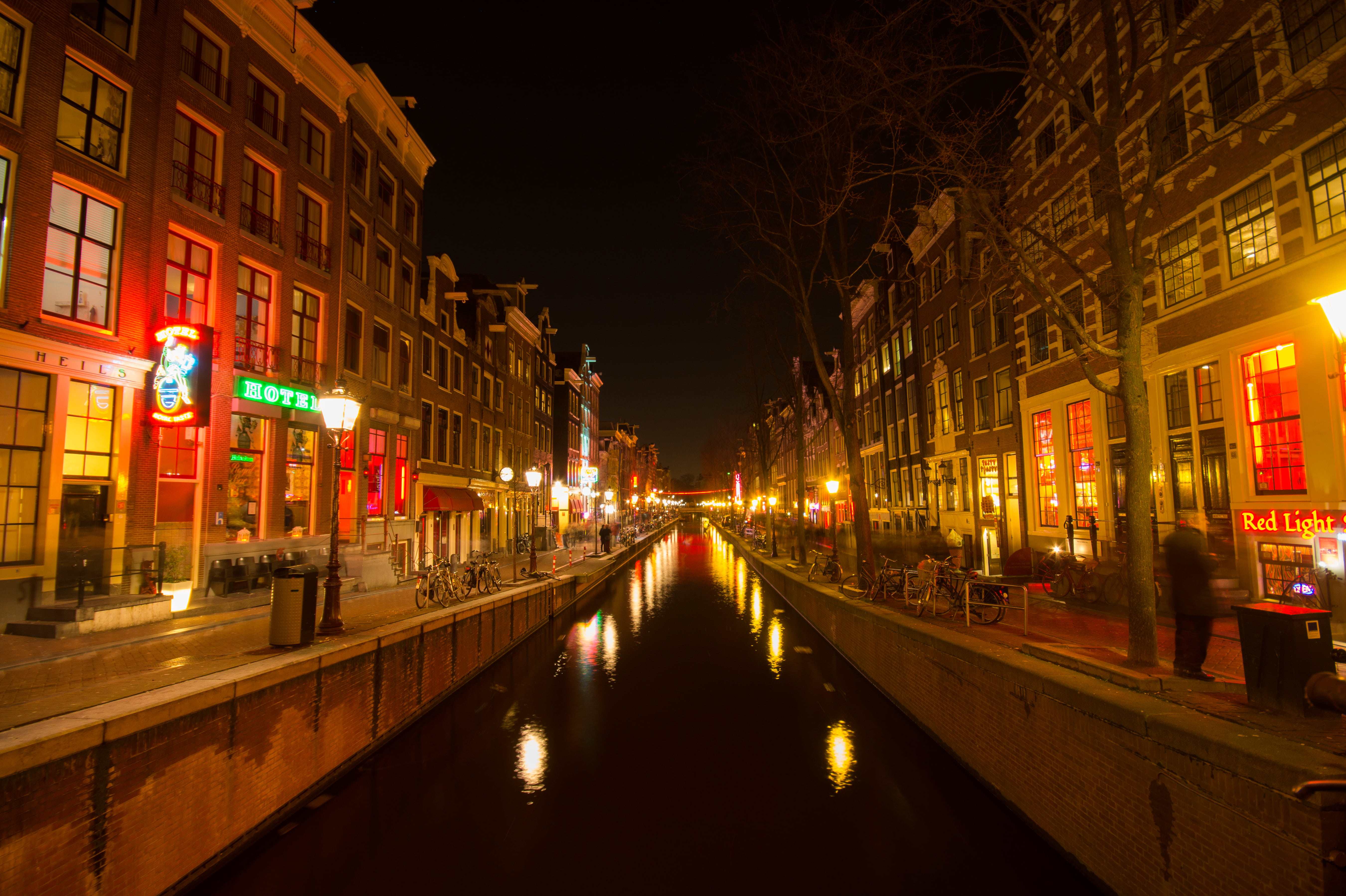 reflection, city, nightlife, diminishing perspective, red light district, illuminated, nature, water, lighting equipment, lights, building, night, street light, HD Wallpaper