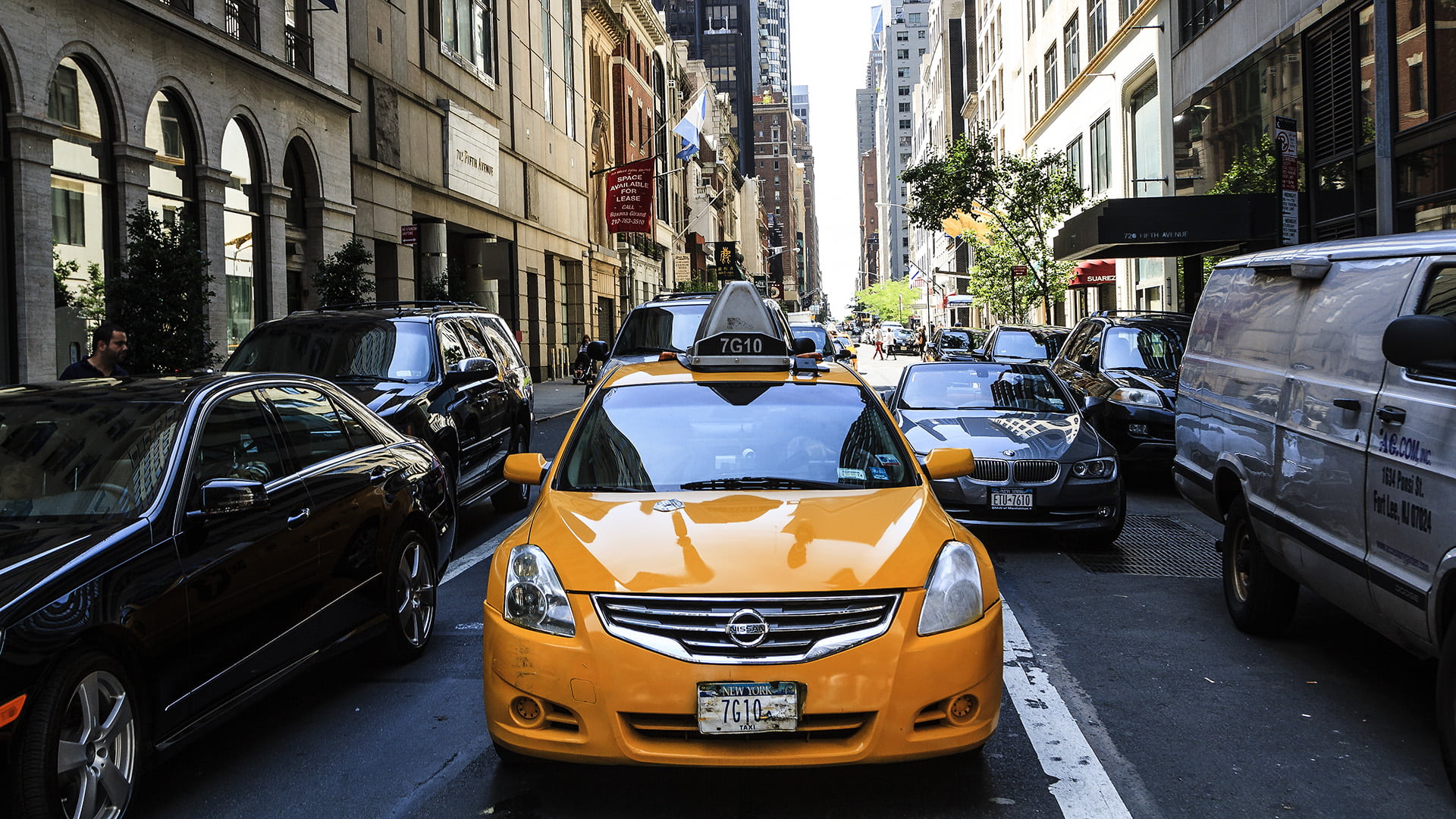 street, day, yellow taxi, stationary, city life, building exterior, road, transportation, traffic, architecture, cars, land Vehicle, new york city, vehicles, HD Wallpaper