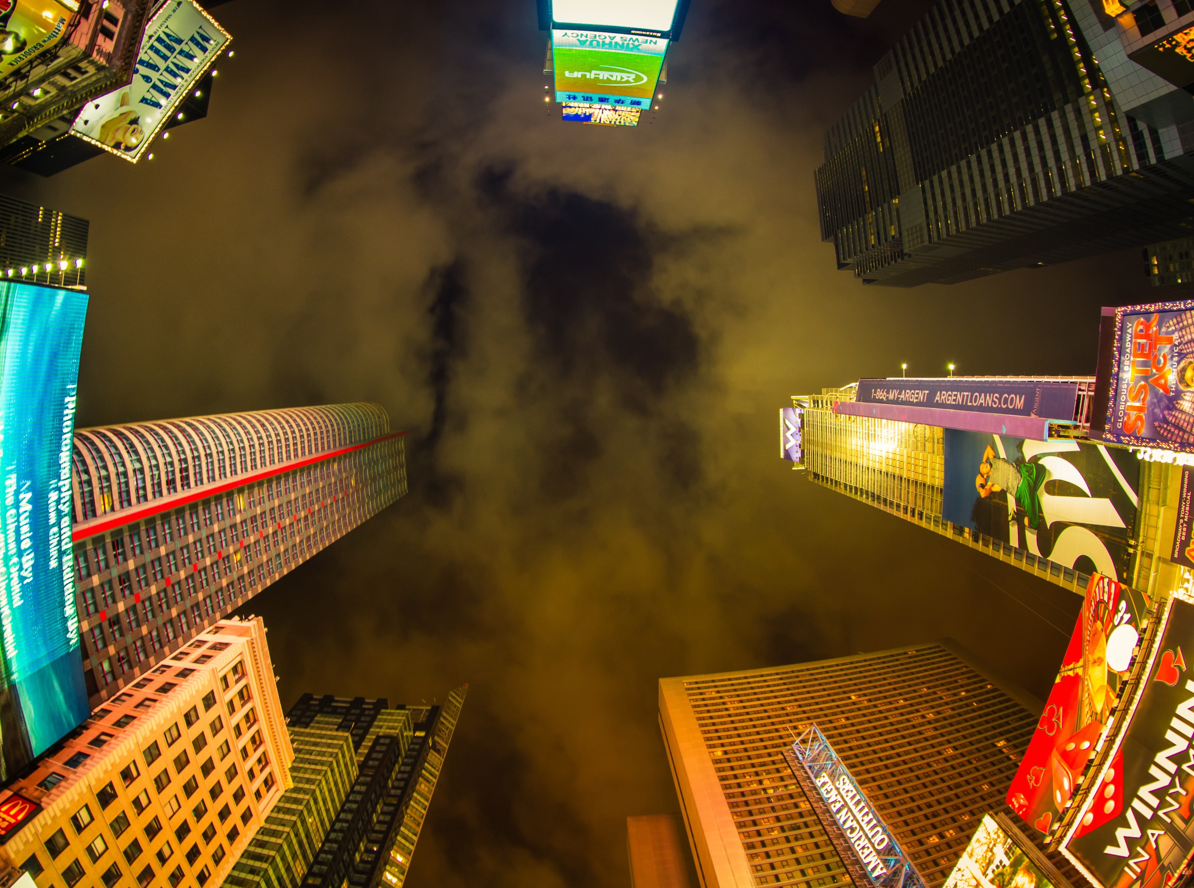 4K, motion, Lights, skyscraper, illuminated, long exposure, timessquare, york, financial district, outdoors, modern, angle, building exterior, City, Clouds, HD Wallpaper