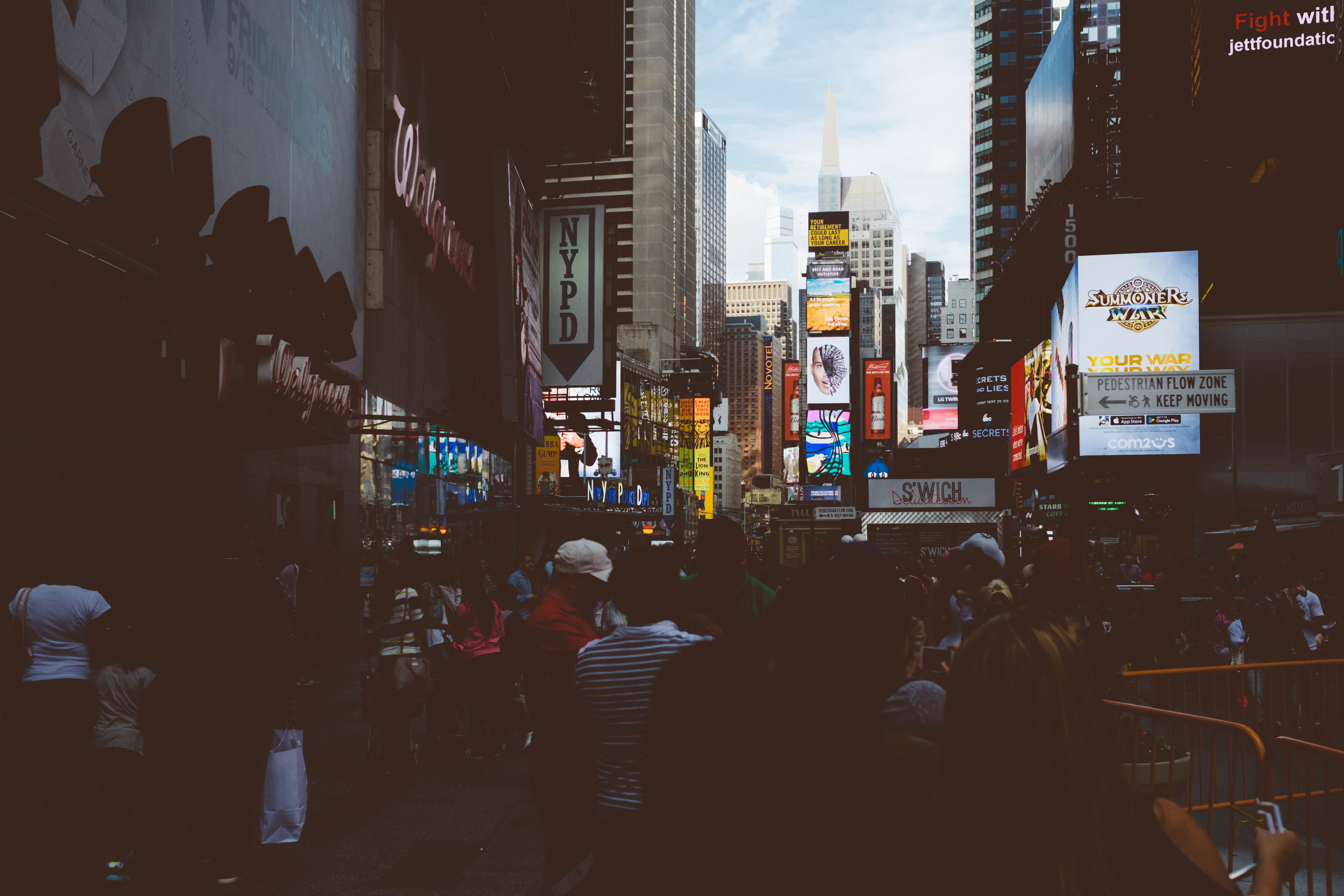 large group of people, cityscape, mass, group of people, new york city, people, chaos, times square, building exterior, walking, skyscraper, timessquare, HD Wallpaper
