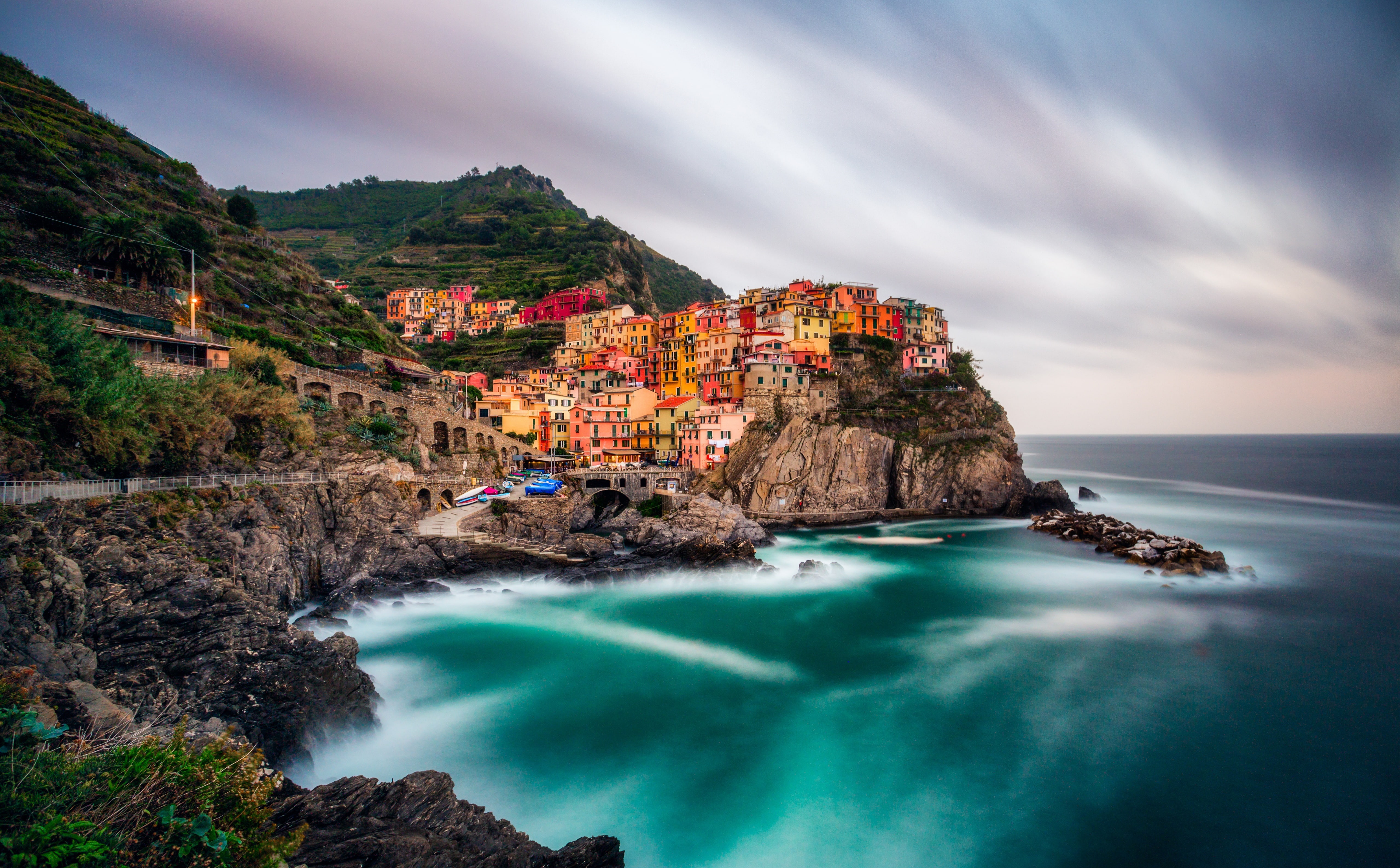 5dmark3, Shore, outdoors, turquoise colored, canon5d, building exterior, nature, mediterraneansea, cliff, rock, cinqueterre, terre, longexposure, scenics - nature, HD Wallpaper