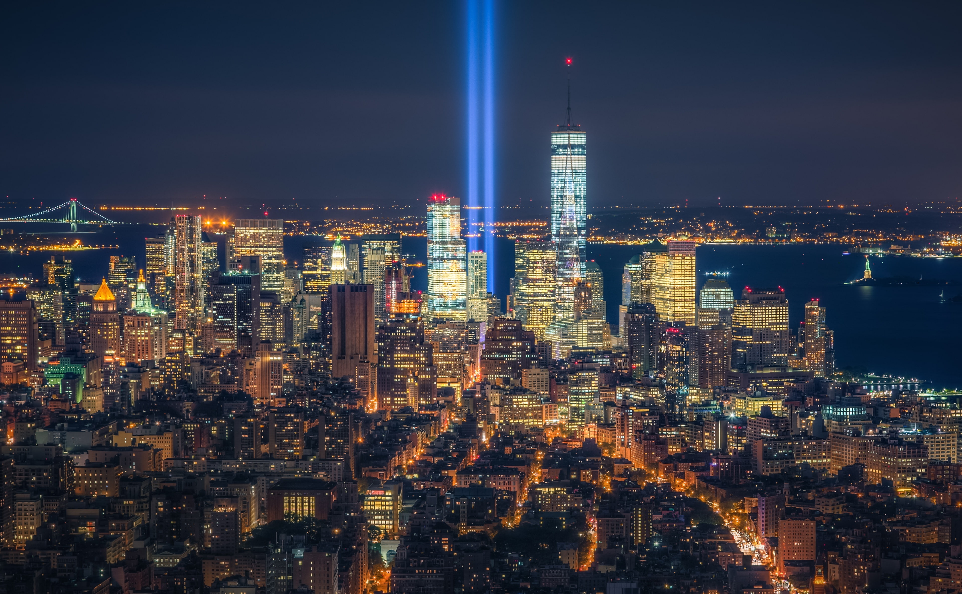 Light, nature, forget, United States, alwaysremember, sky, outdoors, City, canon5d, concrete, New York, twintowers, residential district, nightlife, canon5dmarkiii, HD Wallpaper