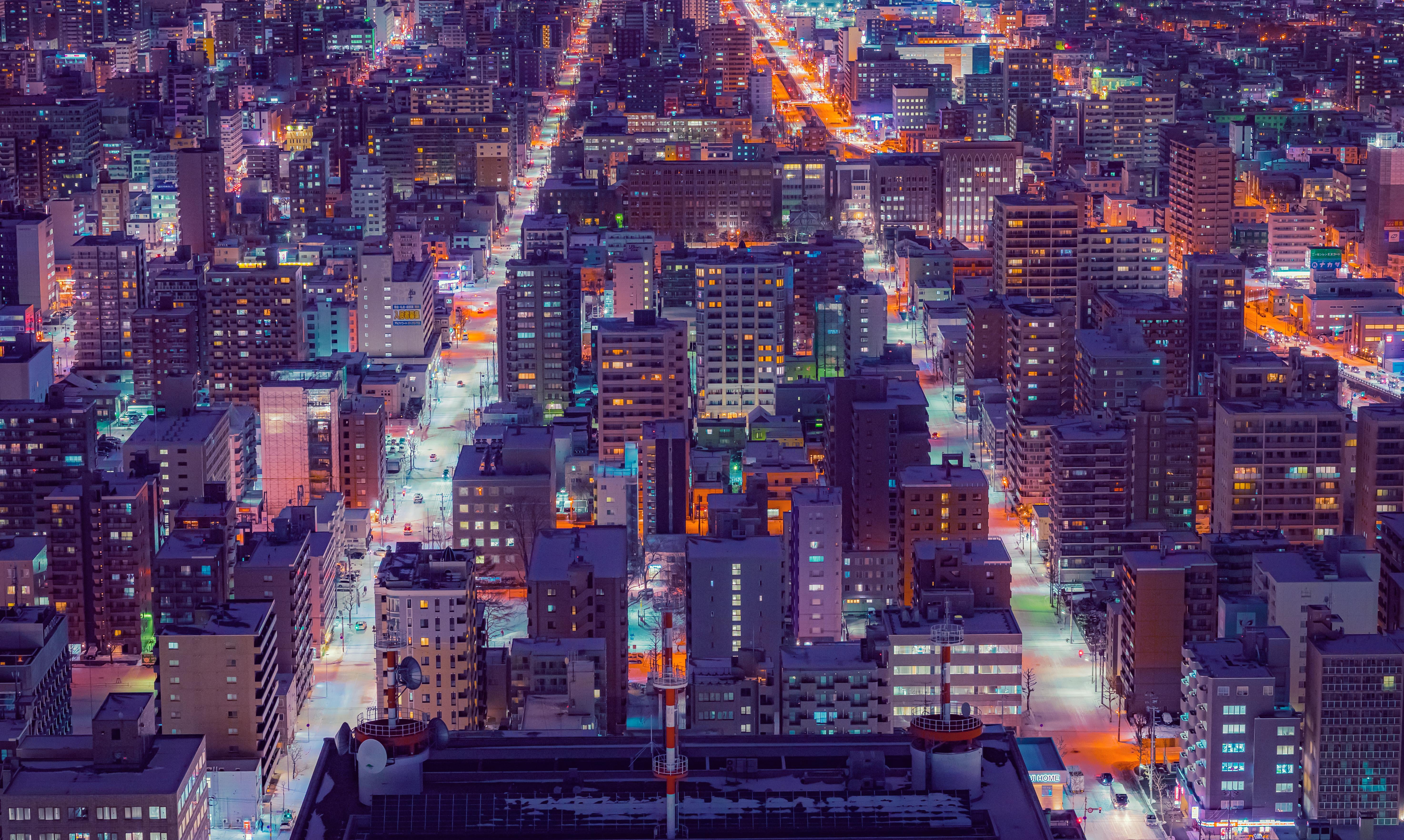 Cities, Sapporo, City, 5K, HD Wallpaper