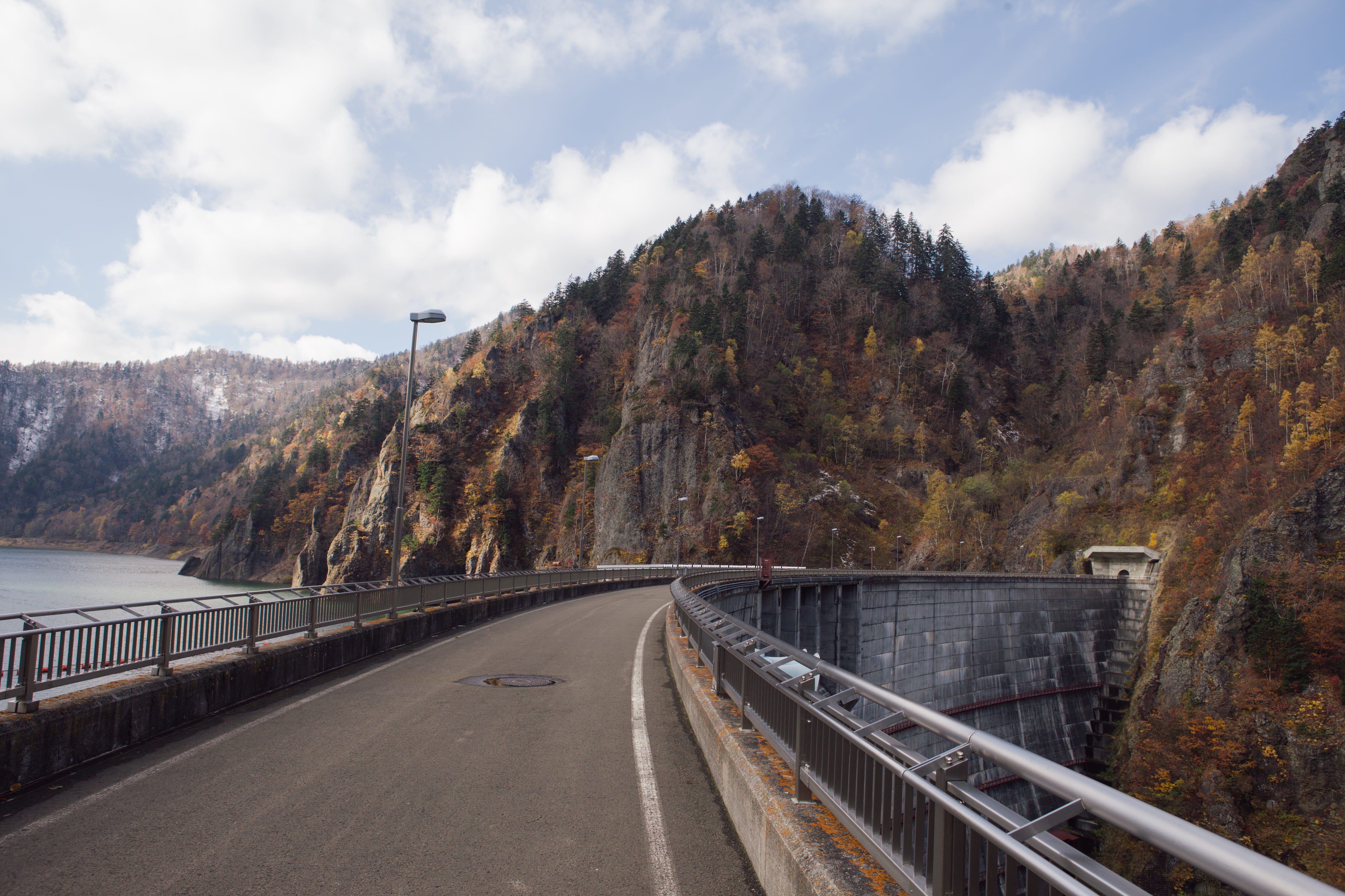 sapporo, architecture, bridge, mountain range, 5K, day, railing, tree, crash barrier, nature, diminishing perspective, outdoors, built structure, road, HD Wallpaper