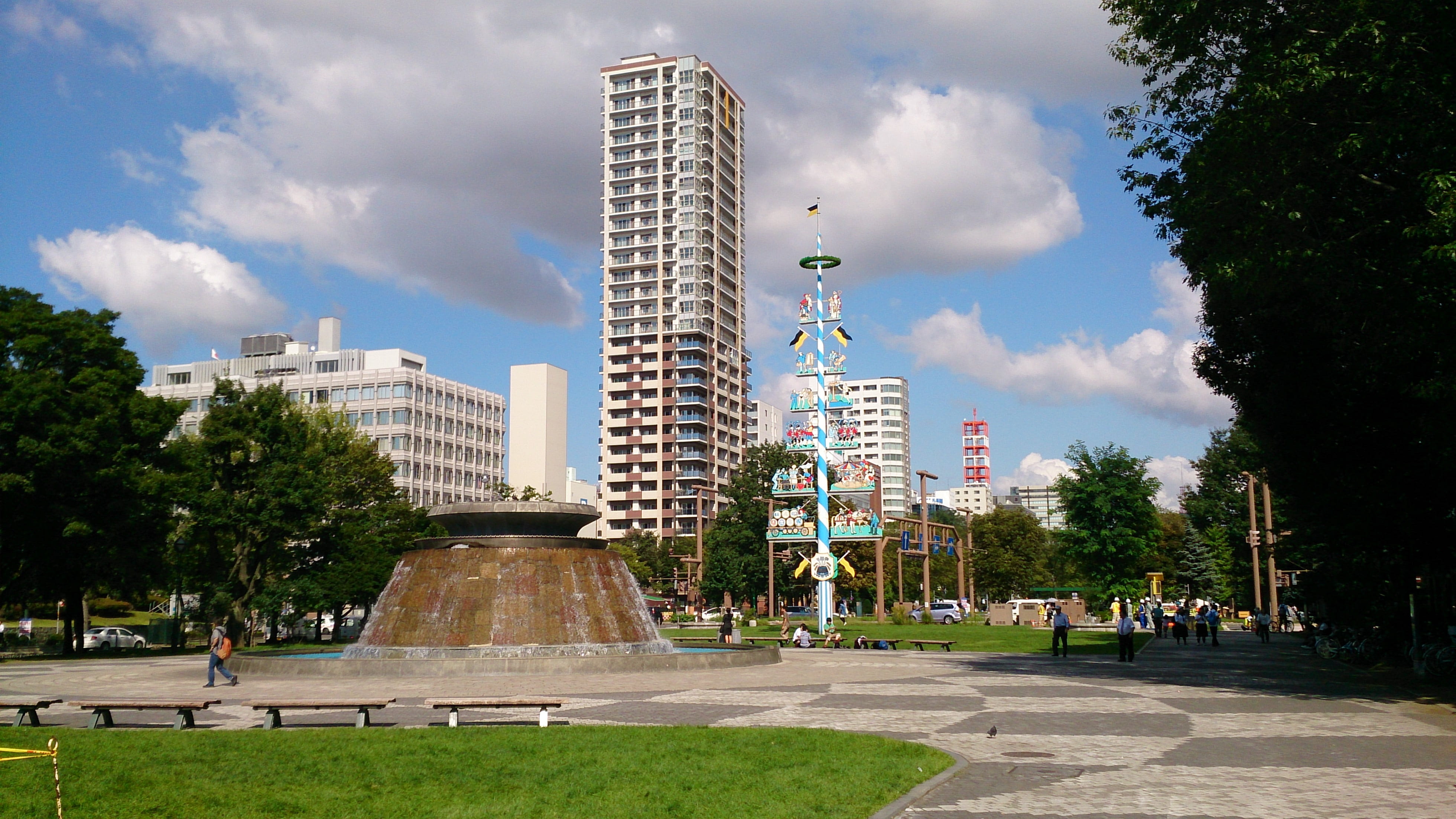 architecture, outdoors, tower, sky, skyscraper, cloud - sky, street, apartment, office, nature, hokkaido, tree, travel, city, building, modern, built structure, HD Wallpaper