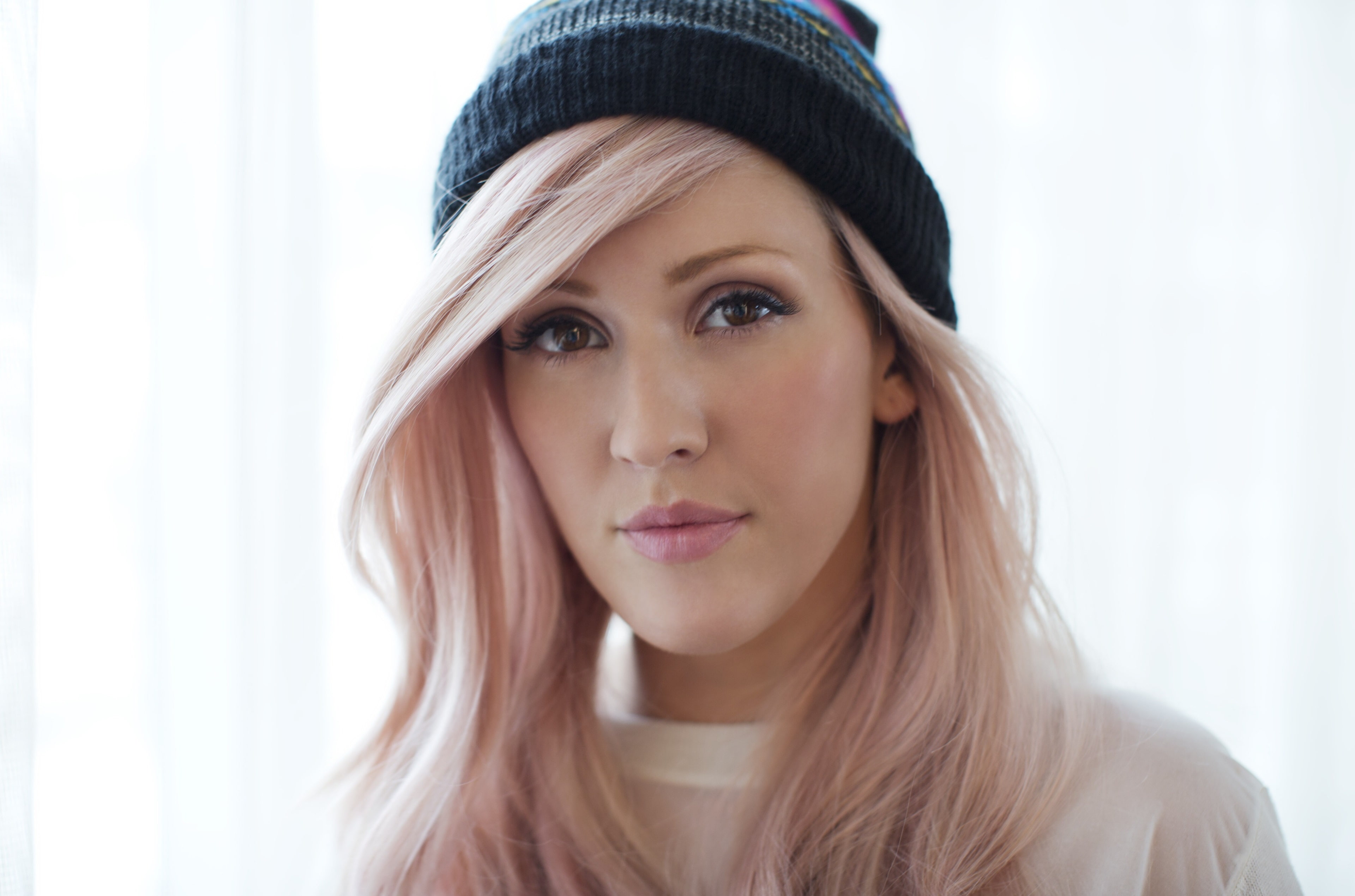 body part, beauty, beautiful people, close-up, adult, hat, young adult, headshot, hair, ellie goulding 4k download   hd, looking at camera, long hair, hairstyle, HD Wallpaper