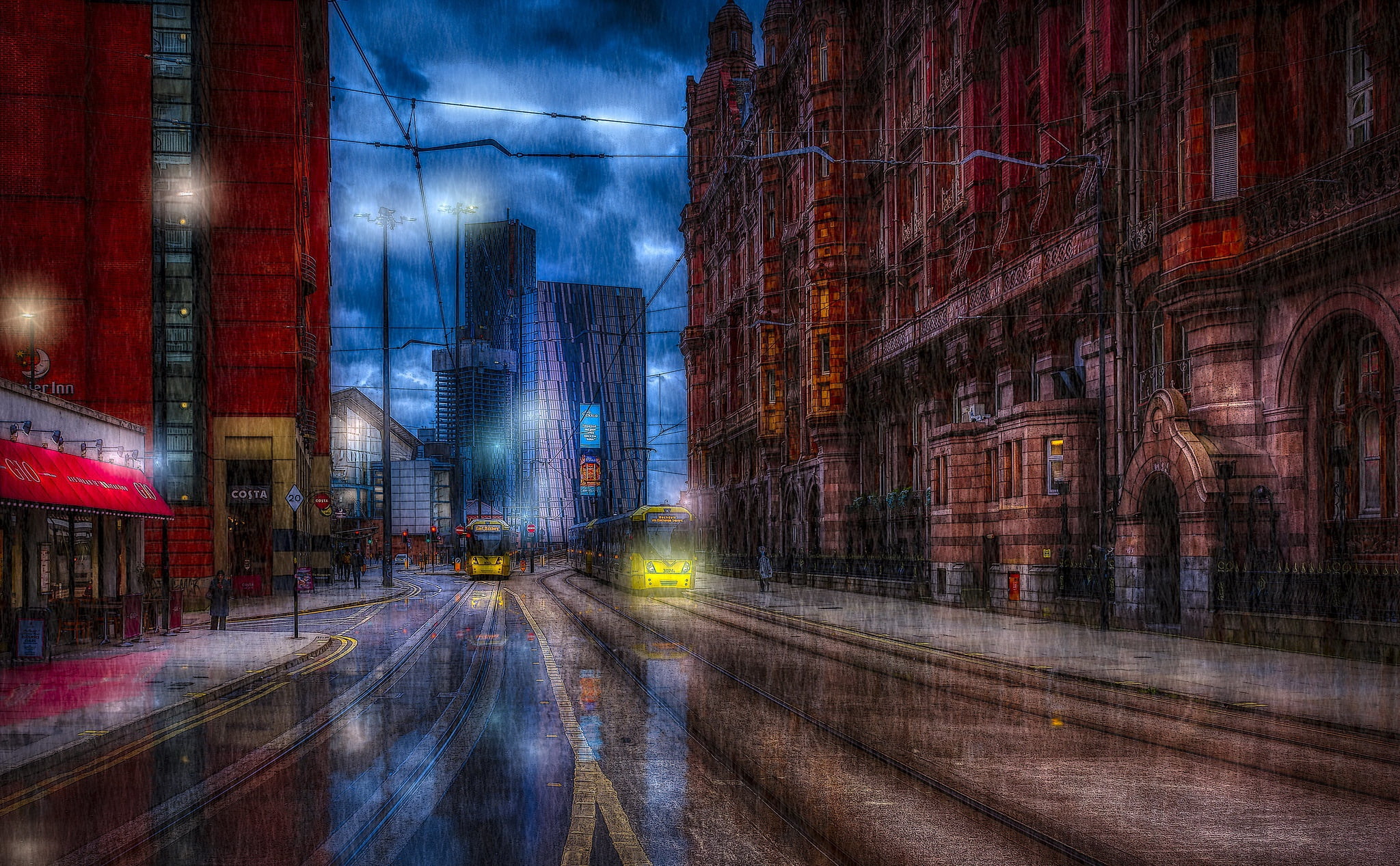 Manchester city centre, Ringway, England, 1080P, HD Wallpaper