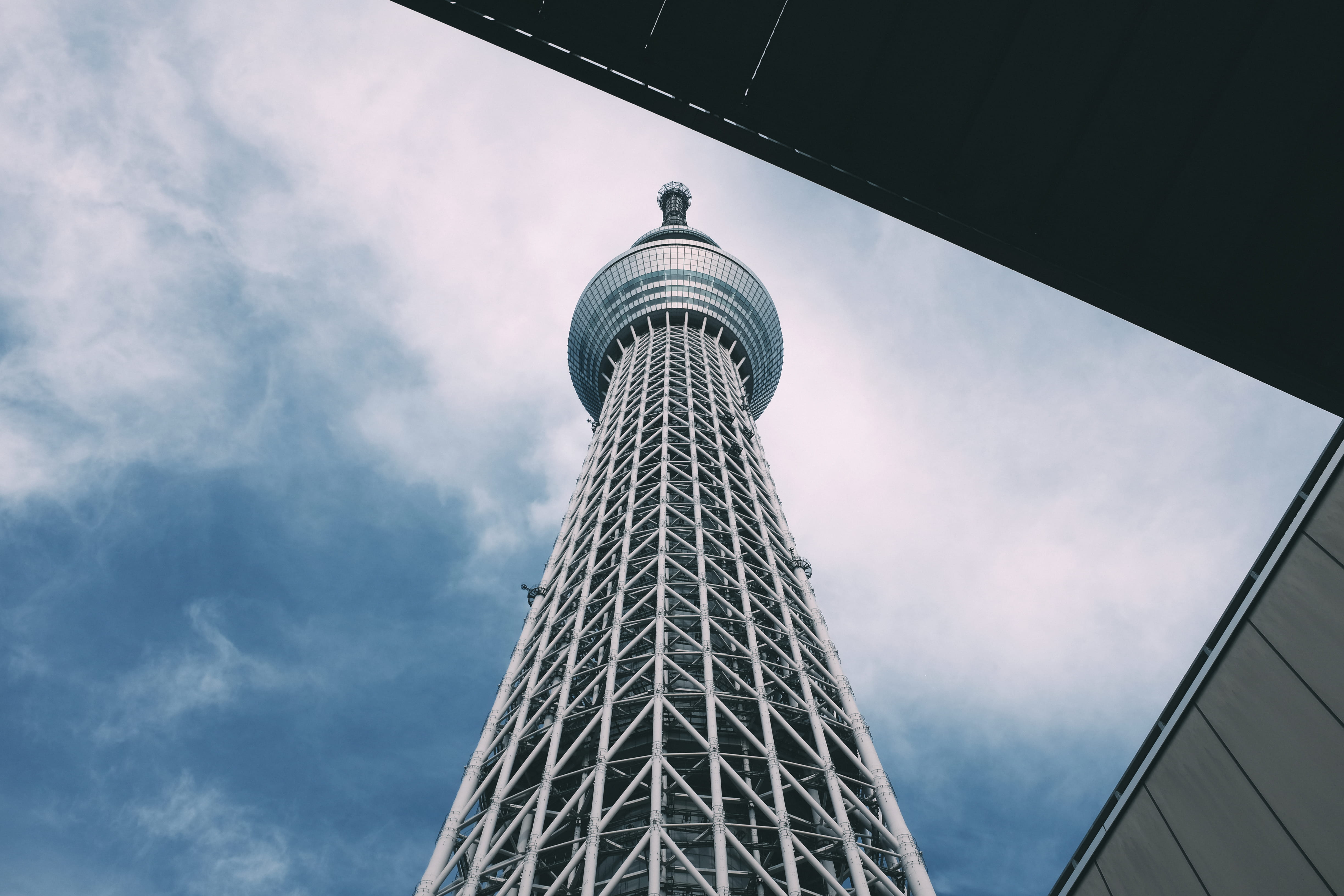 global communications, skyscraper, dome, housing, urban, no people, geometric, high rise, building, photo, cloud, spire, sumida-ku, japan, day, tourism, HD Wallpaper